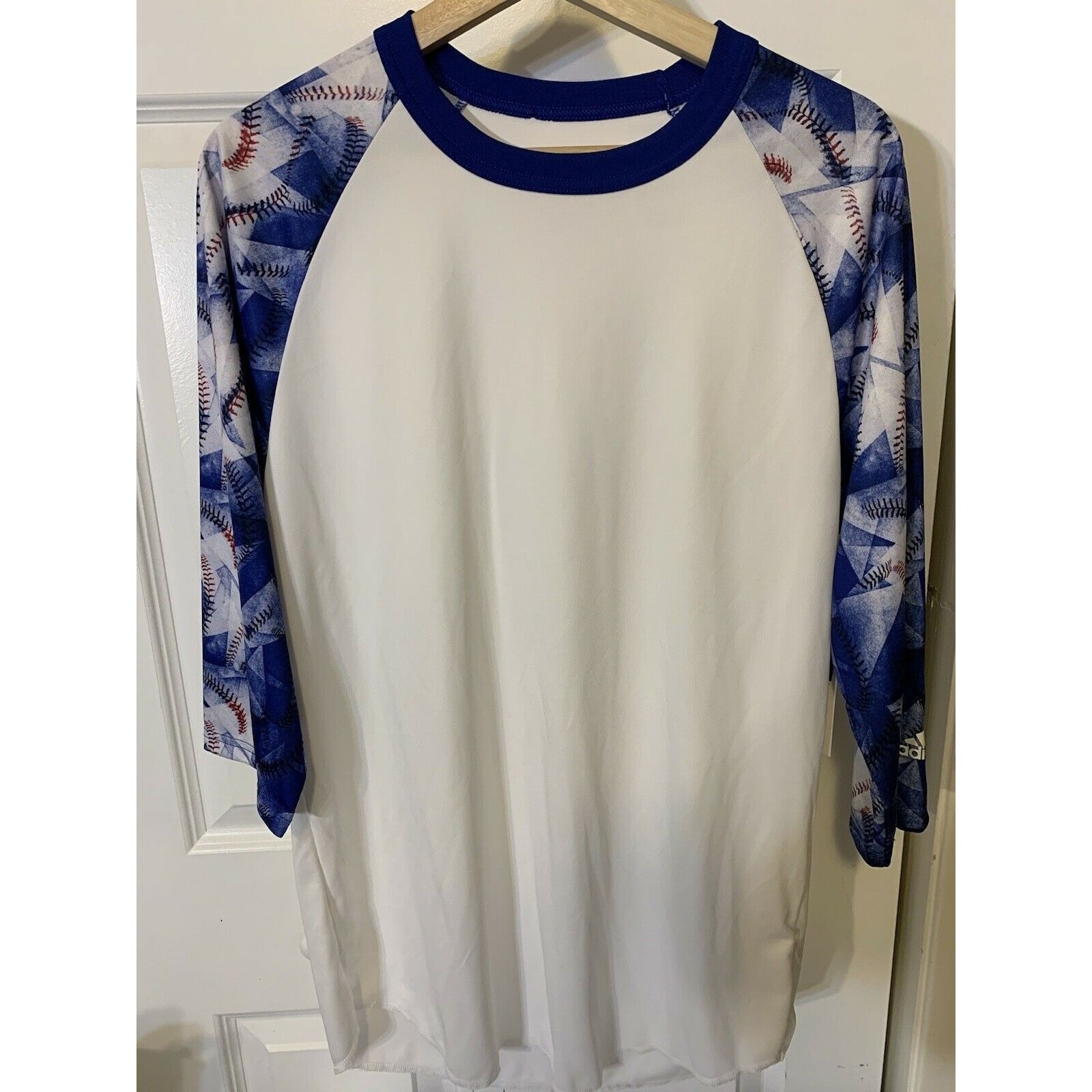 Adidas Adidas Men’s Sz Size M White Blue Baseball Shirt Polyester 3 Size US M / EU 48-50 / 2 - 1 Thumbnail