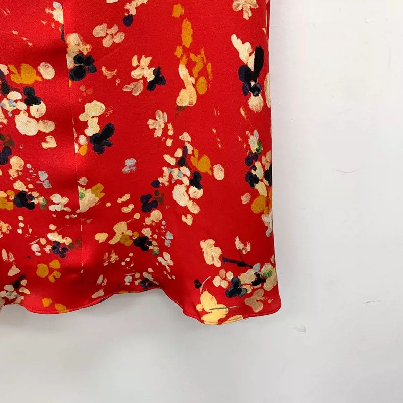 Dior Dior Red painting pigment printed silk V-neck dress 2504-Ne Size XS / US 0-2 / IT 36-38 - 5 Thumbnail