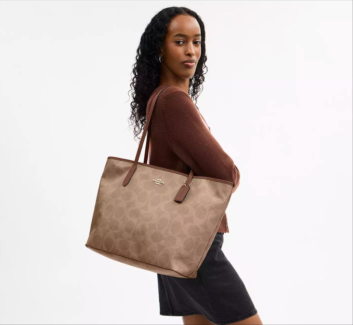 Coach Large City Tote Bag In Maxi Signature Canvas CCD66 Size ONE SIZE - 9 Thumbnail