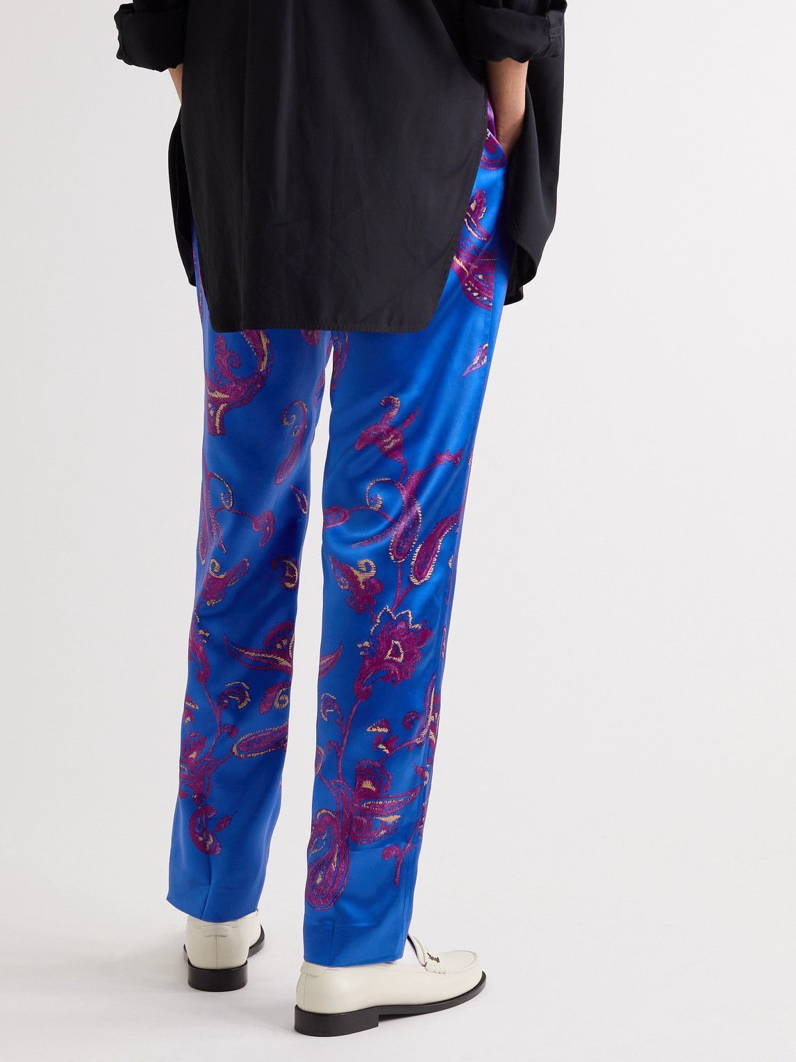 Saint Laurent Paris o1s1wg110824 High-Rise Pants in Paisley Printed Blue/Purple Size US 28 / EU 44 - 2 Thumbnail
