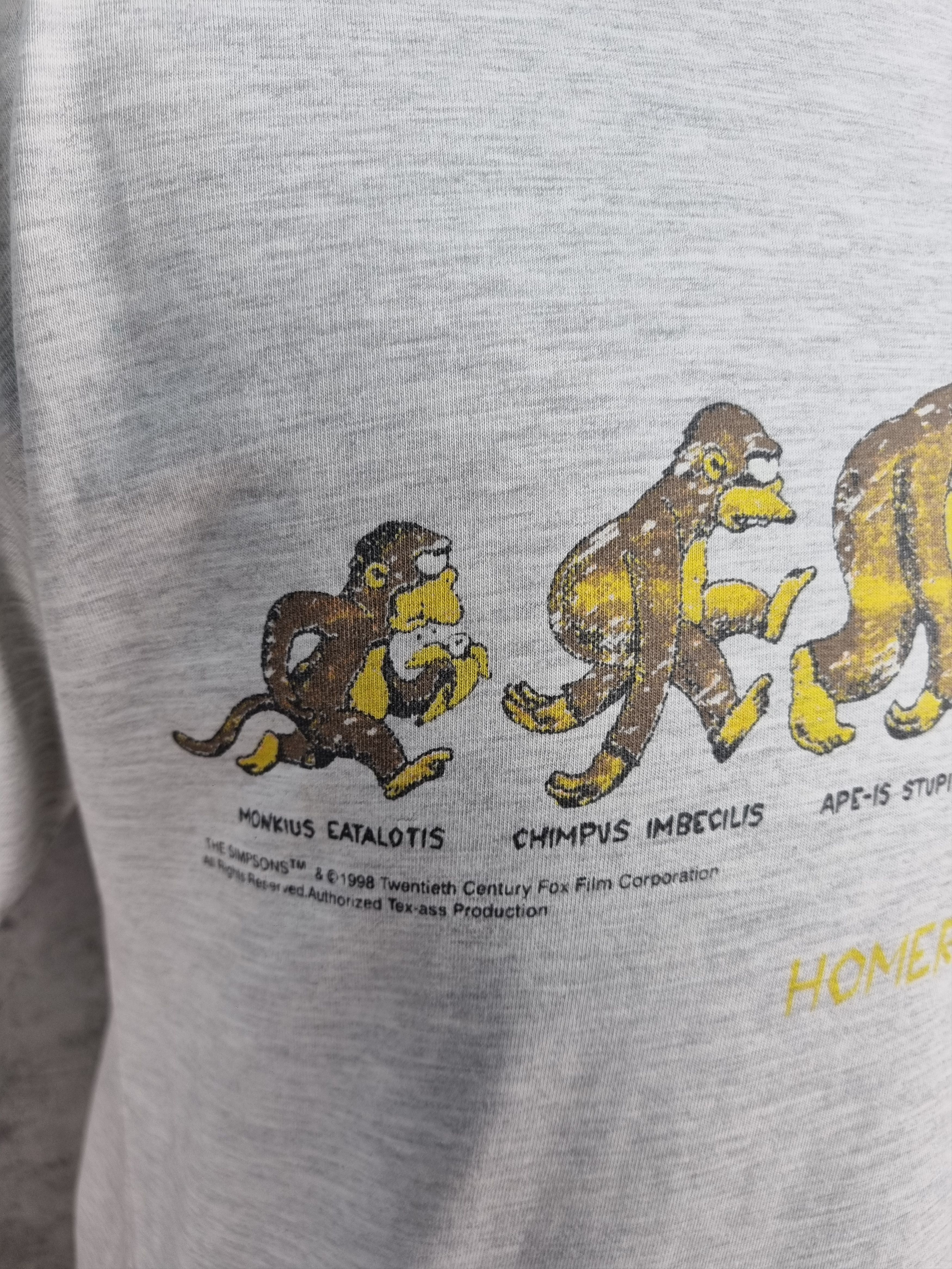 Cartoon Network × Nickelodeon × Vintage 98s The Simpsons Homer Sapiens Single Stitch Rare Print Size US L / EU 52-54 / 3 - 4 Thumbnail