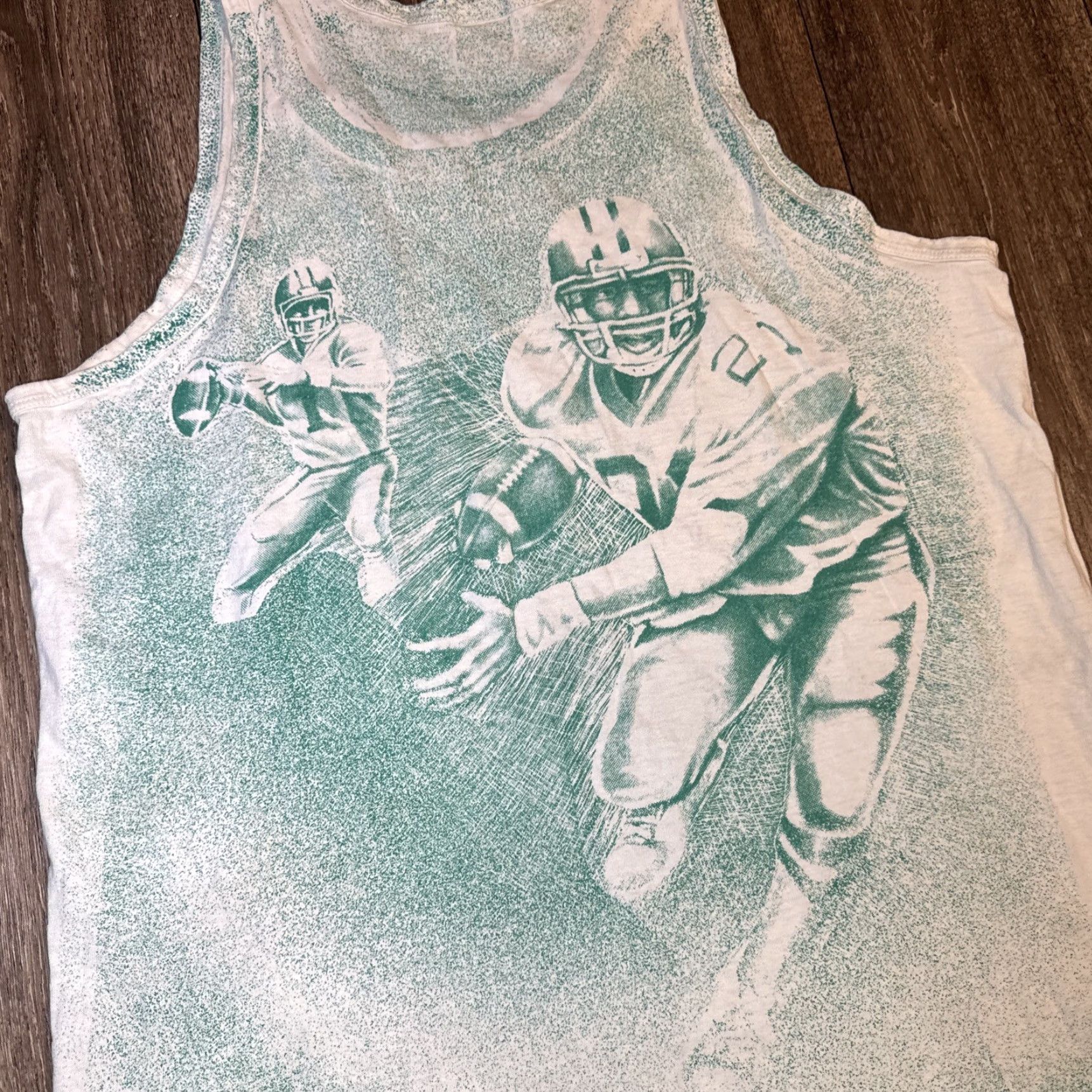 Anvil VINTAGE University of Miami Hurricanes All Over Print Tank Top T-Shirt Large Mens L White 90s Size US L / EU 52-54 / 3 - 8 Thumbnail