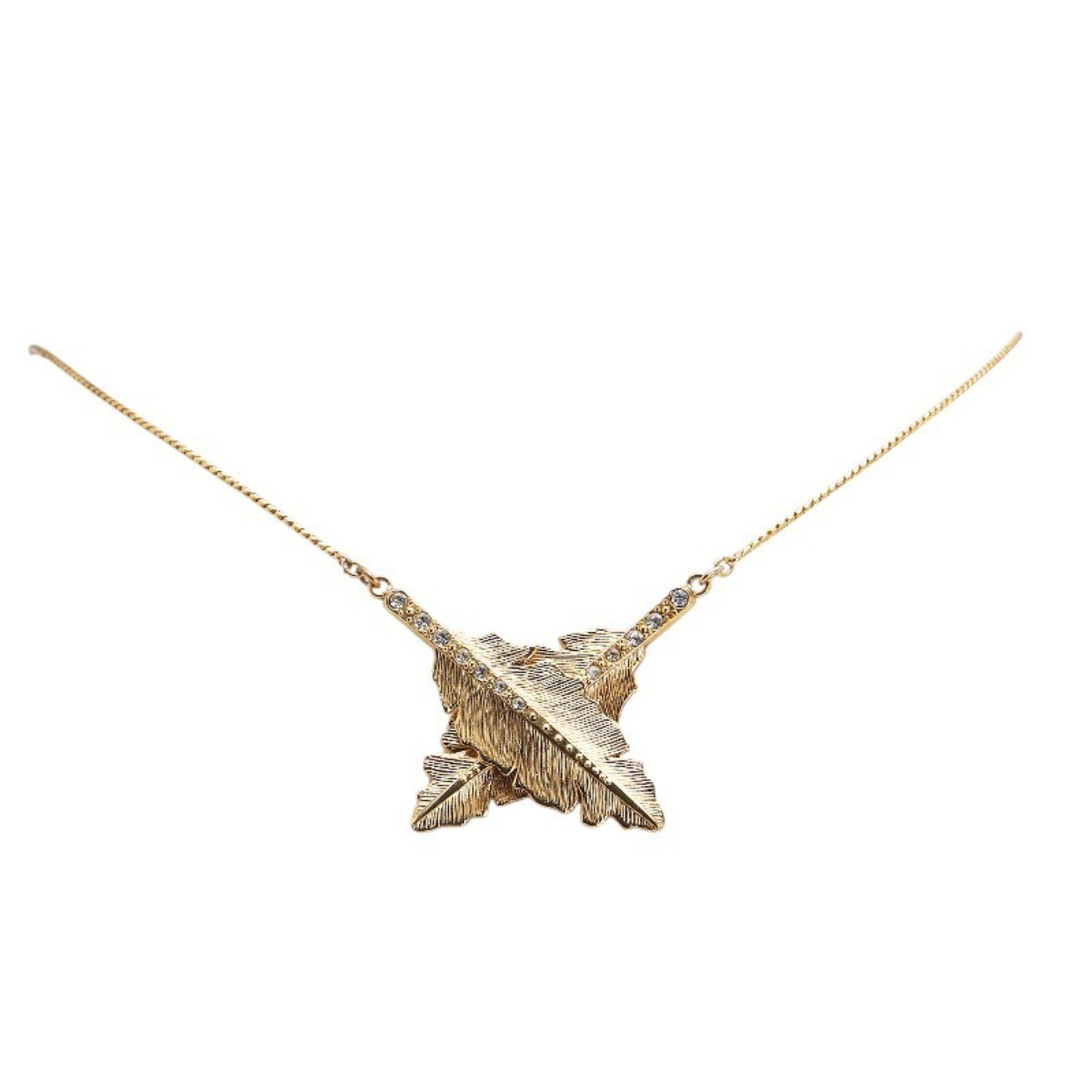 Chloe Chloé Chloe Leaf Motif Rhinestone Necklace, Gold Plated, Women's Size ONE SIZE - 1 Thumbnail
