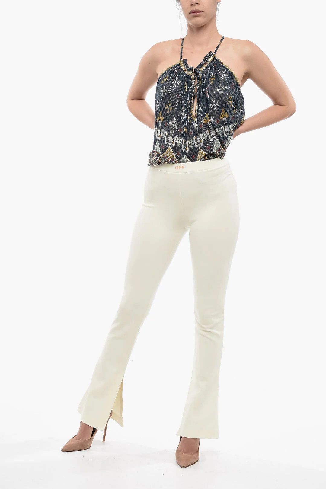 Off-White og1mm0426 Flare-Fit Leggings in Beige Size 28" / US 6 / IT 42 - 5 Thumbnail