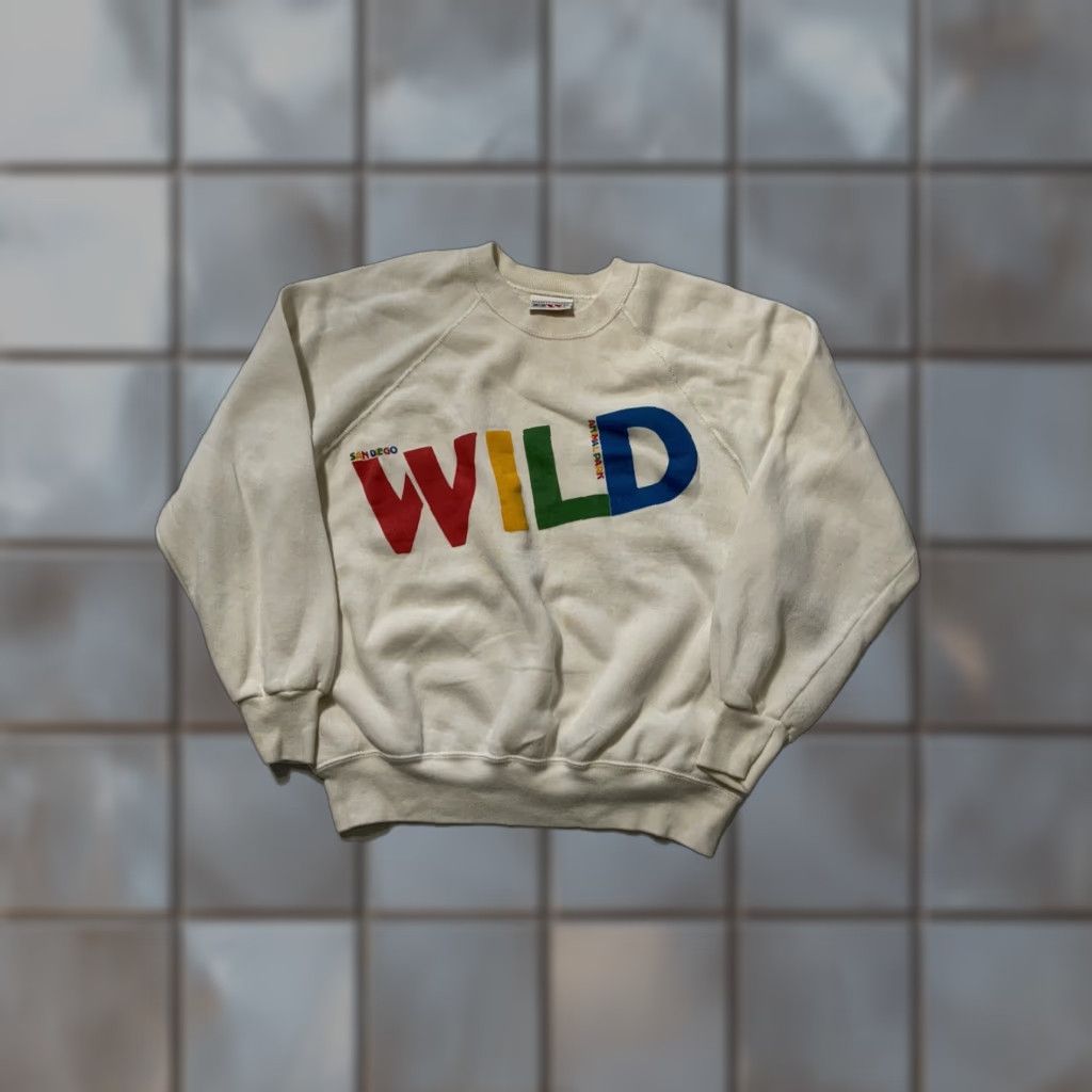 Vintage VINTAGE Bassett Walker San Diego Wild Animal Park Fleece Crewneck Sweatshirt XL White Men Sweatshirt 80s Pullover Size US XL / EU 56 / 4 - 1 Thumbnail
