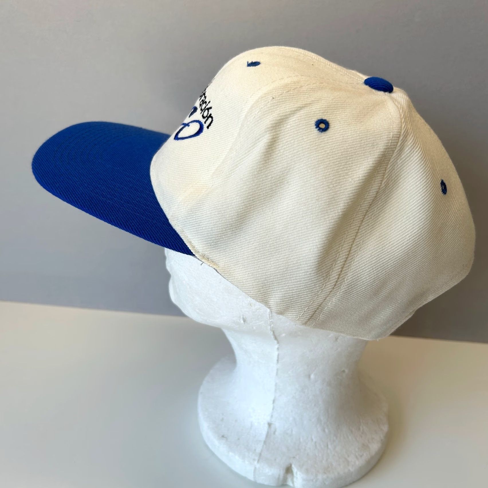 Vintage VINTAGE Cap Boy Twill Snapback Hat One Size Blue Beige 90s Classic Countries Casual Unisex Adults Adjustable Wool Polyester Hat Size ONE SIZE - 3 Thumbnail