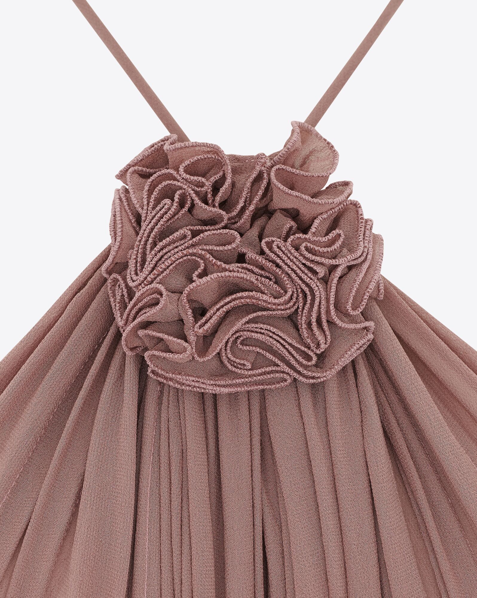 Saint Laurent Paris o1s1wg110225 729652 Dress in Silk Georgette in Brown Size XS / US 0-2 / IT 36-38 - 3 Thumbnail