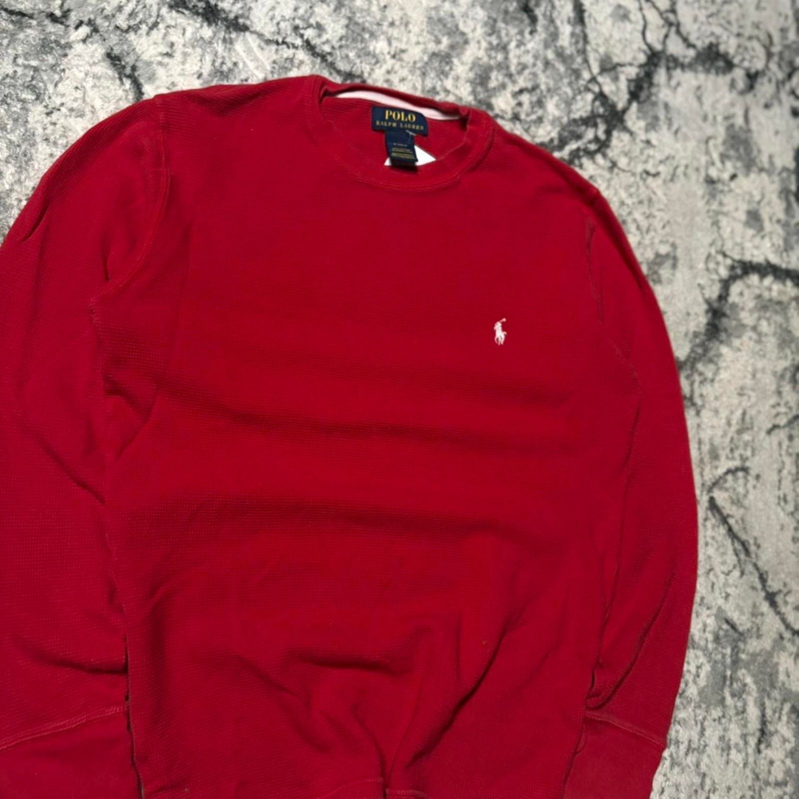 Polo Ralph Lauren Vintage red polo ralph lauren thermal waffle-knit shirt XL Size US XL / EU 56 / 4 - 2 Thumbnail