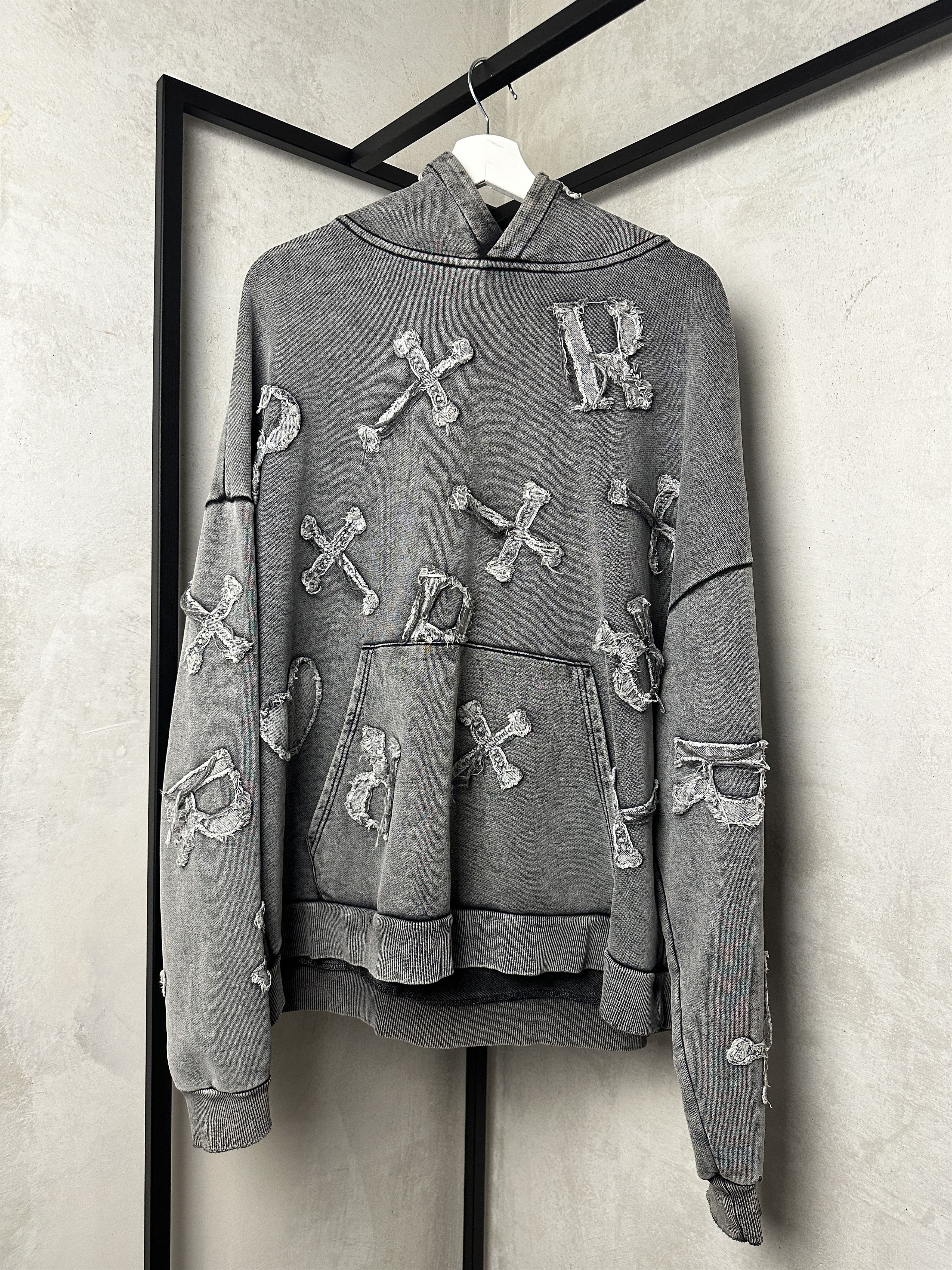 Racer Worldwide RARE Racer Worldwide Patch Cross Washed Grey Hoodie Size US XL / EU 56 / 4 - 10 Thumbnail