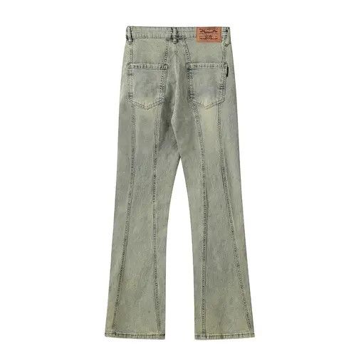 Japanese Brand Yellow washed striped flare Jeans Size US 28 / EU 44 - 2 Thumbnail