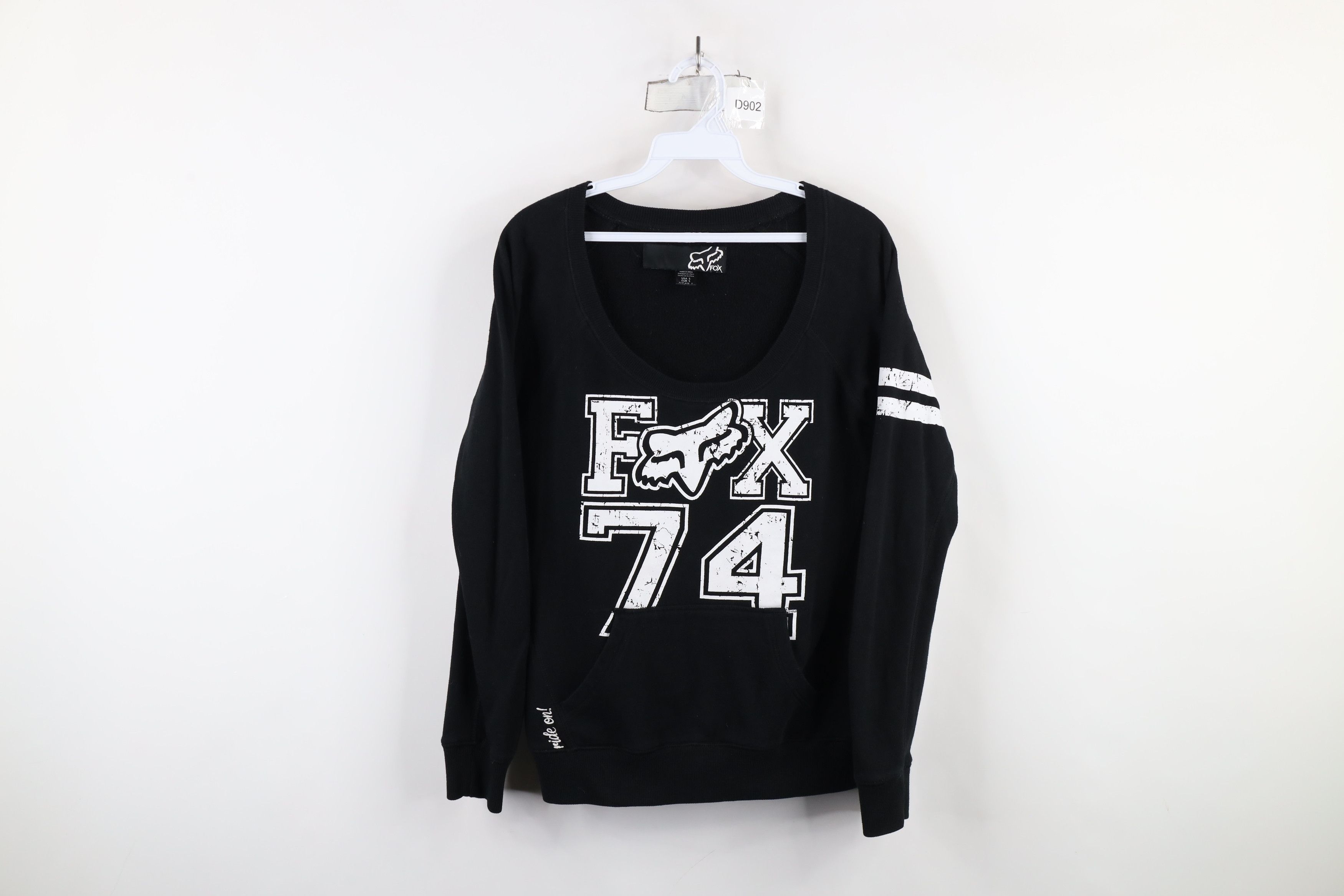 Fox Racing × Vintage Vintage Fox Racing Spell Out Big Logo Scoop Neck Sweatshirt Size S / US 4 / IT 40 - 1 Thumbnail