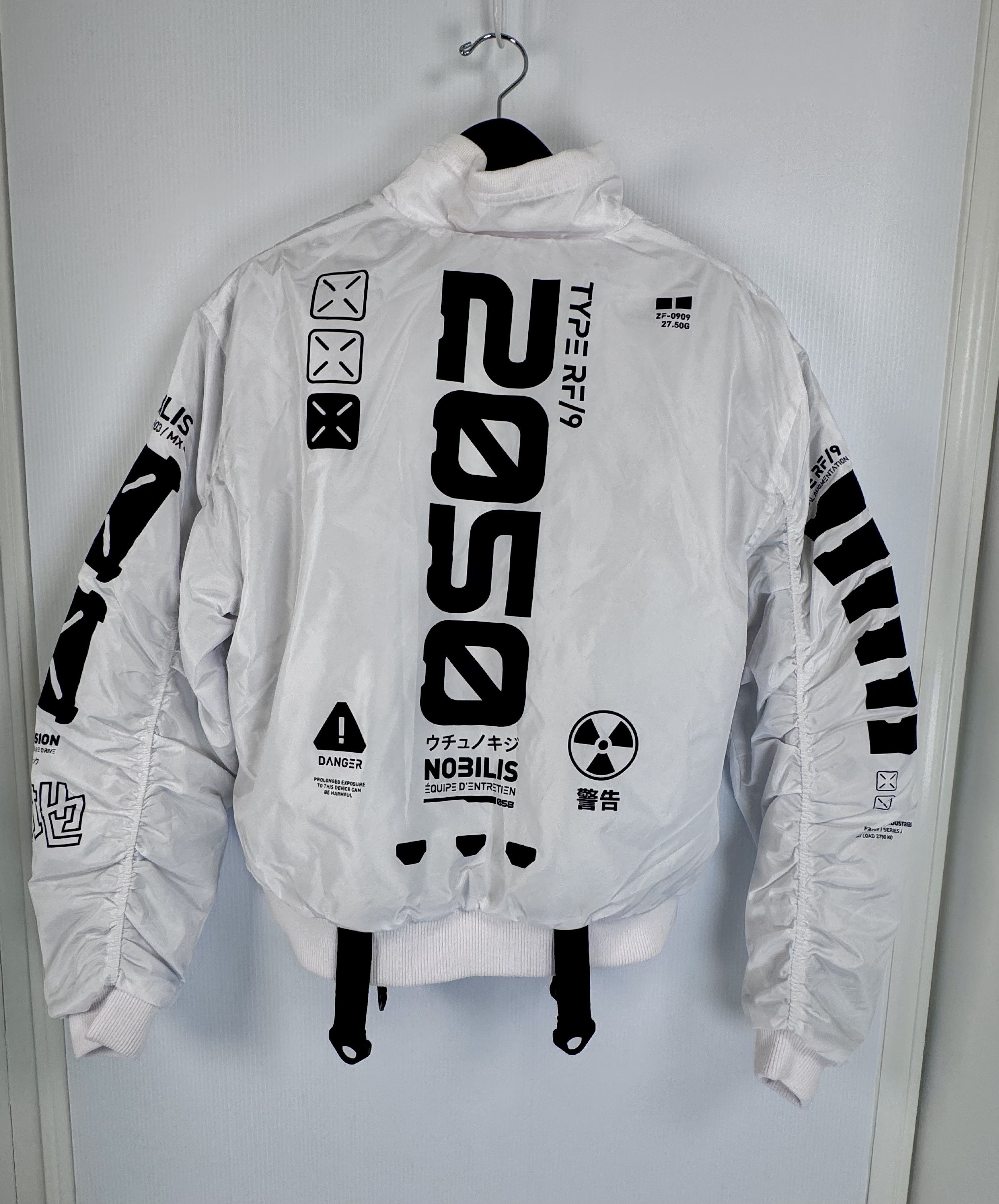 Other Fabric of the Universe Y-2050 White Cropped Bomber Jacket Size US XXL / EU 58 / 5 - 4 Thumbnail