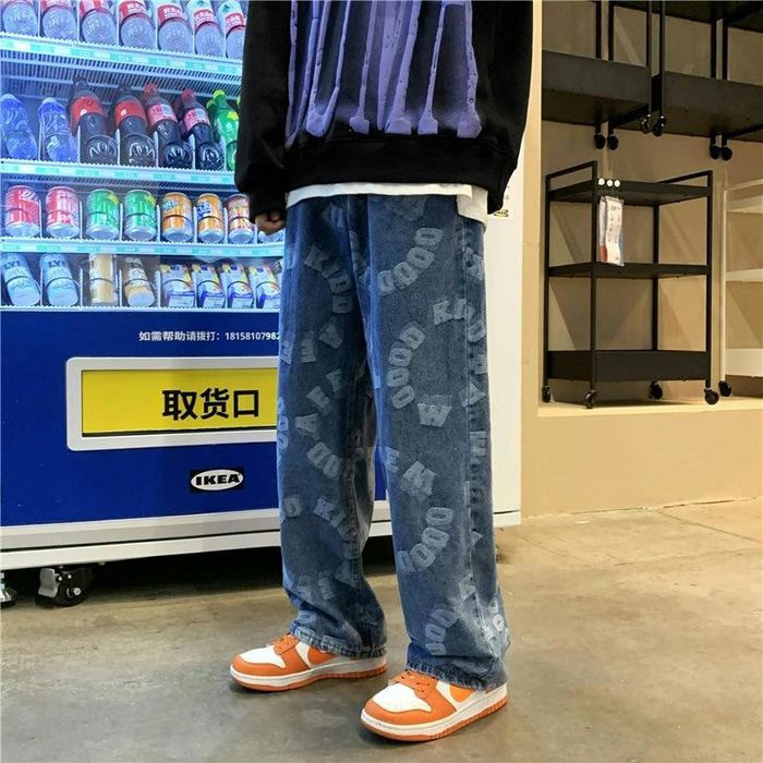 Streetwear Letters Straight Leg Jeans | Grailed