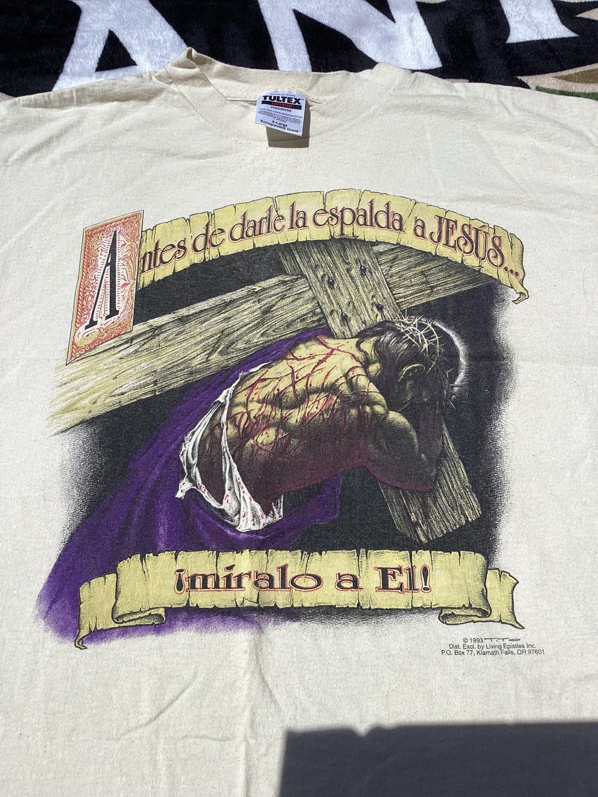 Tultex × Vintage Vtg 93 before turning your back on Jesus look at him SS Tee Size US XL / EU 56 / 4 - 2 Thumbnail