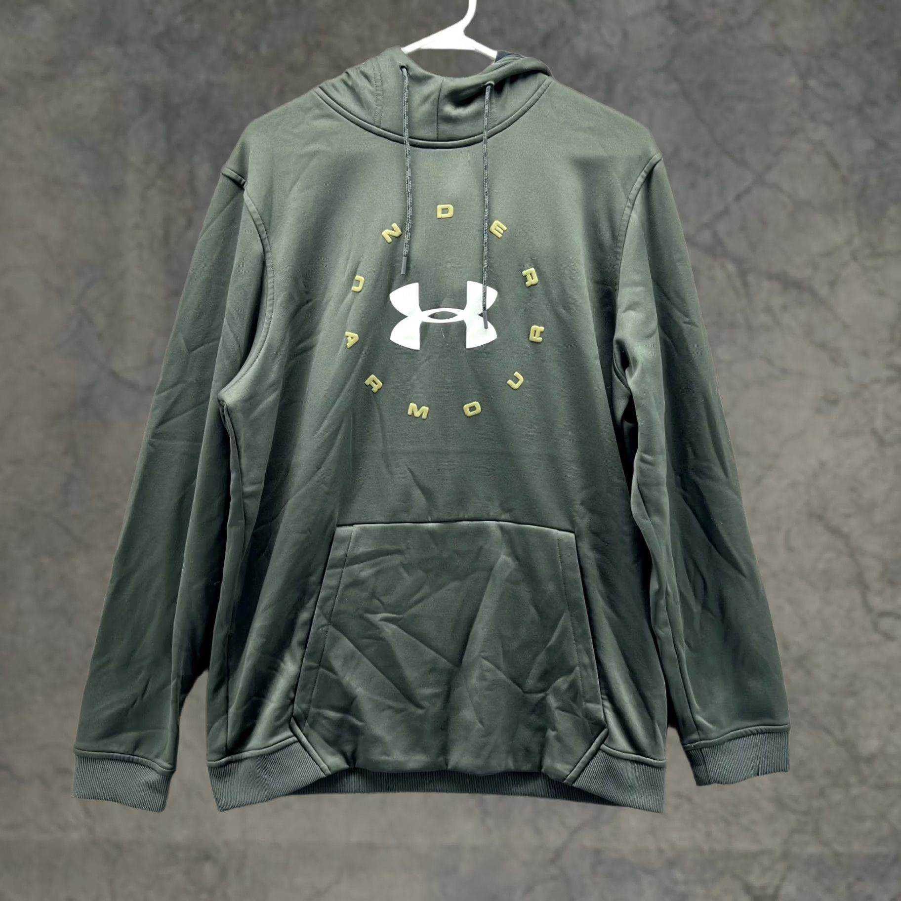 Under Armour VINTAGE Under Armour Hoodie Mens Large Green Coldgear Loose Knit Sweater Big Print Shirt Size US L / EU 52-54 / 3 - 1 Thumbnail