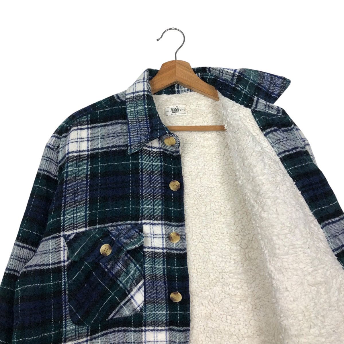 Japanese Brand 📌Vintage Button Jacket Dadge Tartan Design Sherpa Lining Size US L / EU 52-54 / 3 - 13 Thumbnail