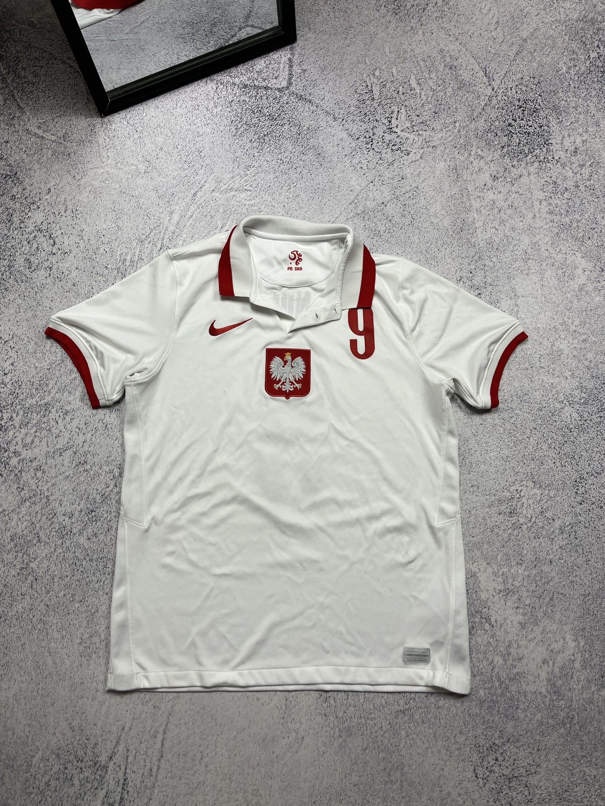 Nike Poland Home Soccer Jersey Lewandowski #9 Euro 2020 Rare