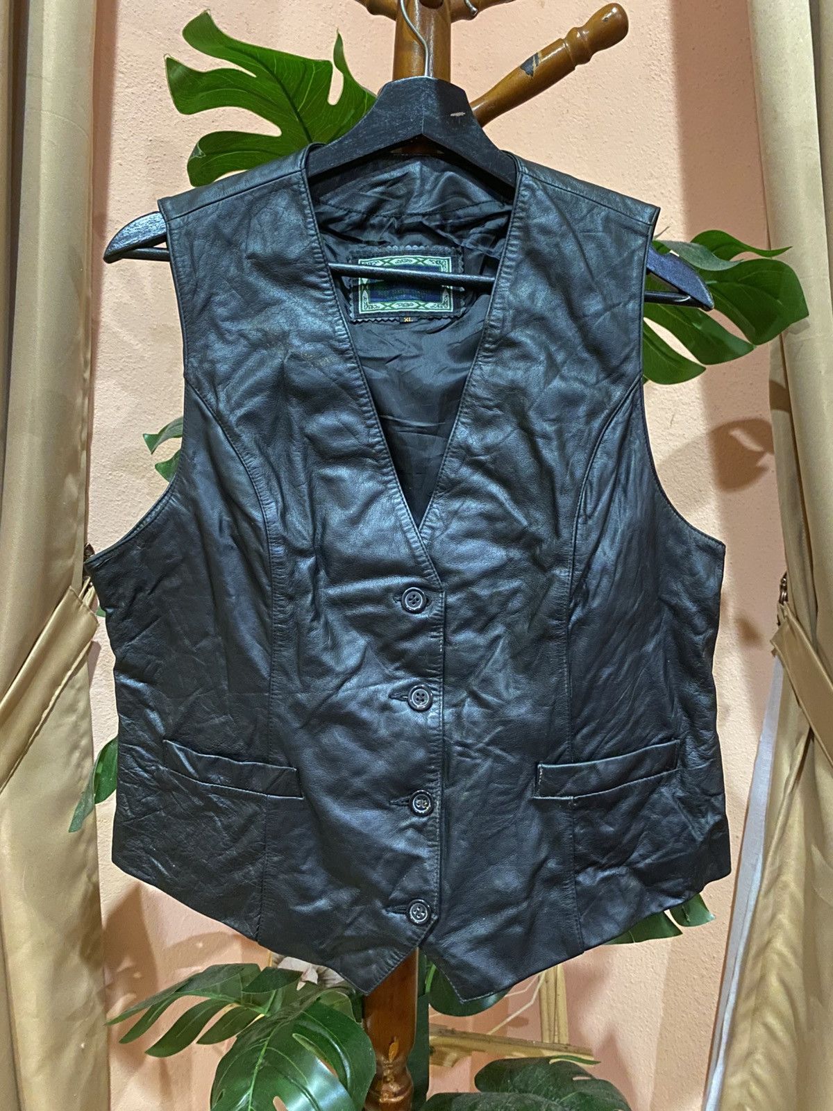 Other Vintage Kumho Black Leather Vest Deep Classic Western Style Size US M / EU 48-50 / 2 - 1 Thumbnail