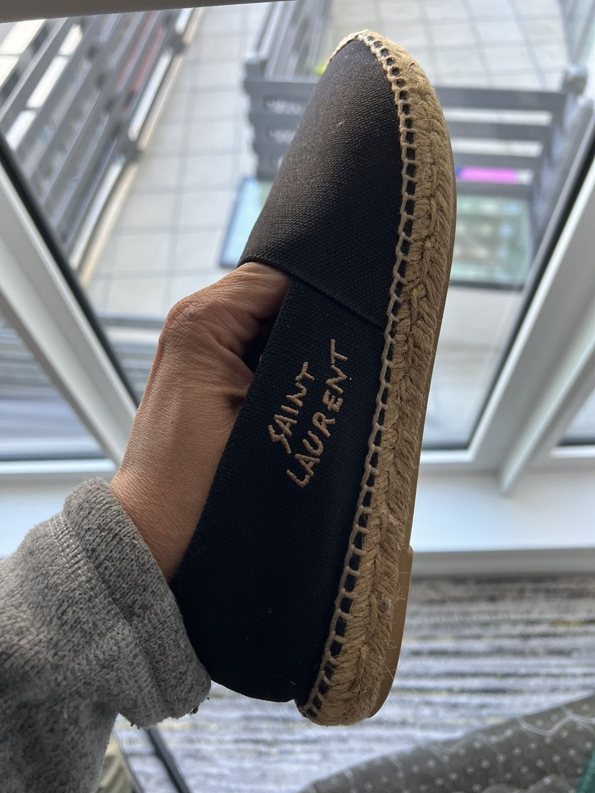 image of Saint Laurent Paris Saint Laurent Embroidered Espadrilles In Canvas Shoes in Blue, Men's (Size 10)