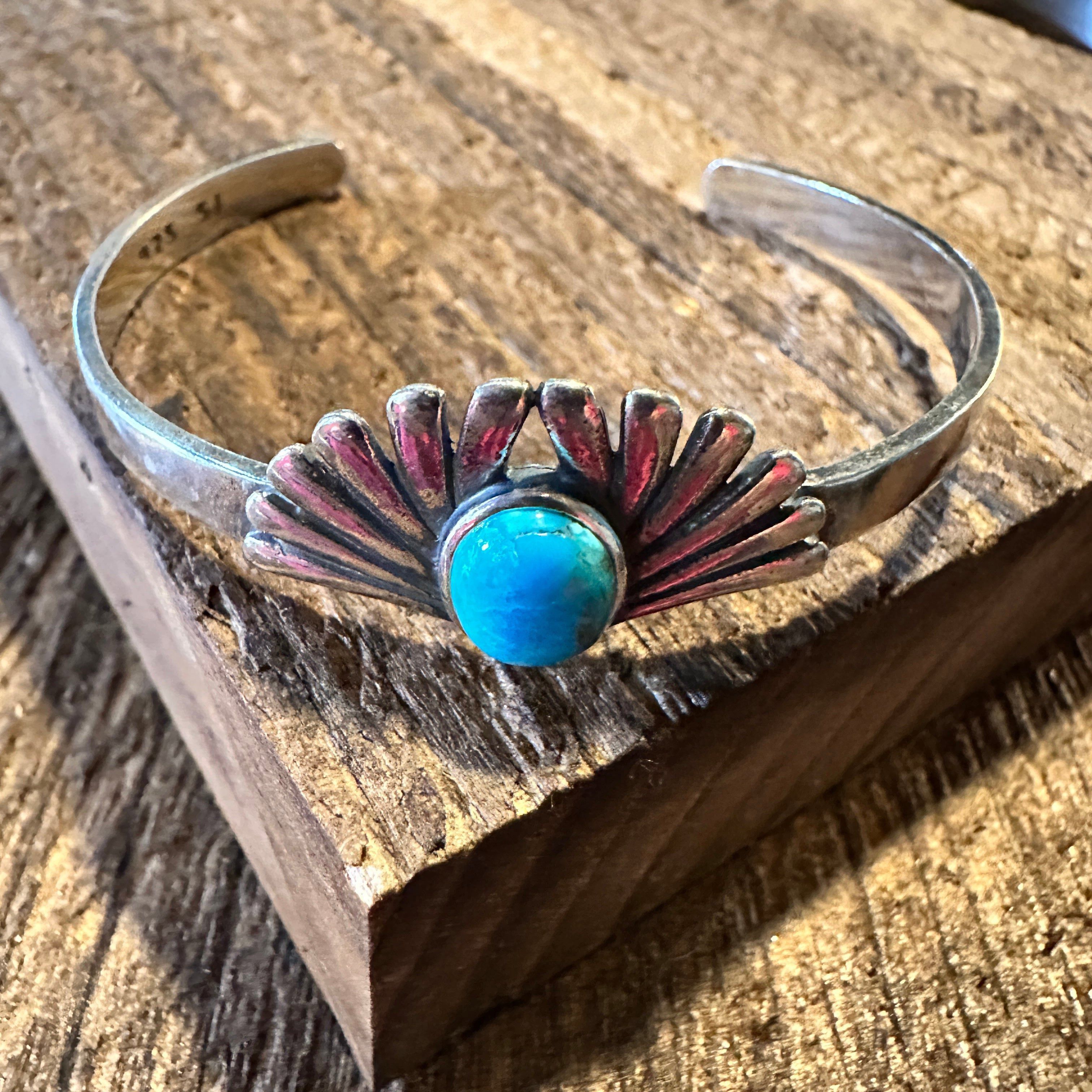 Other Turquoise Blessing Cuff Bracelet - Authentic Sterling Silver Size ONE SIZE - 1 Thumbnail