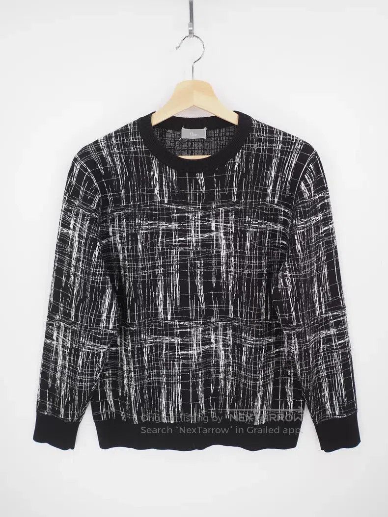 Dior Dior Black and White Striped Jacquard Knit Long Sleeve Size US M / EU 48-50 / 2 - 1 Thumbnail