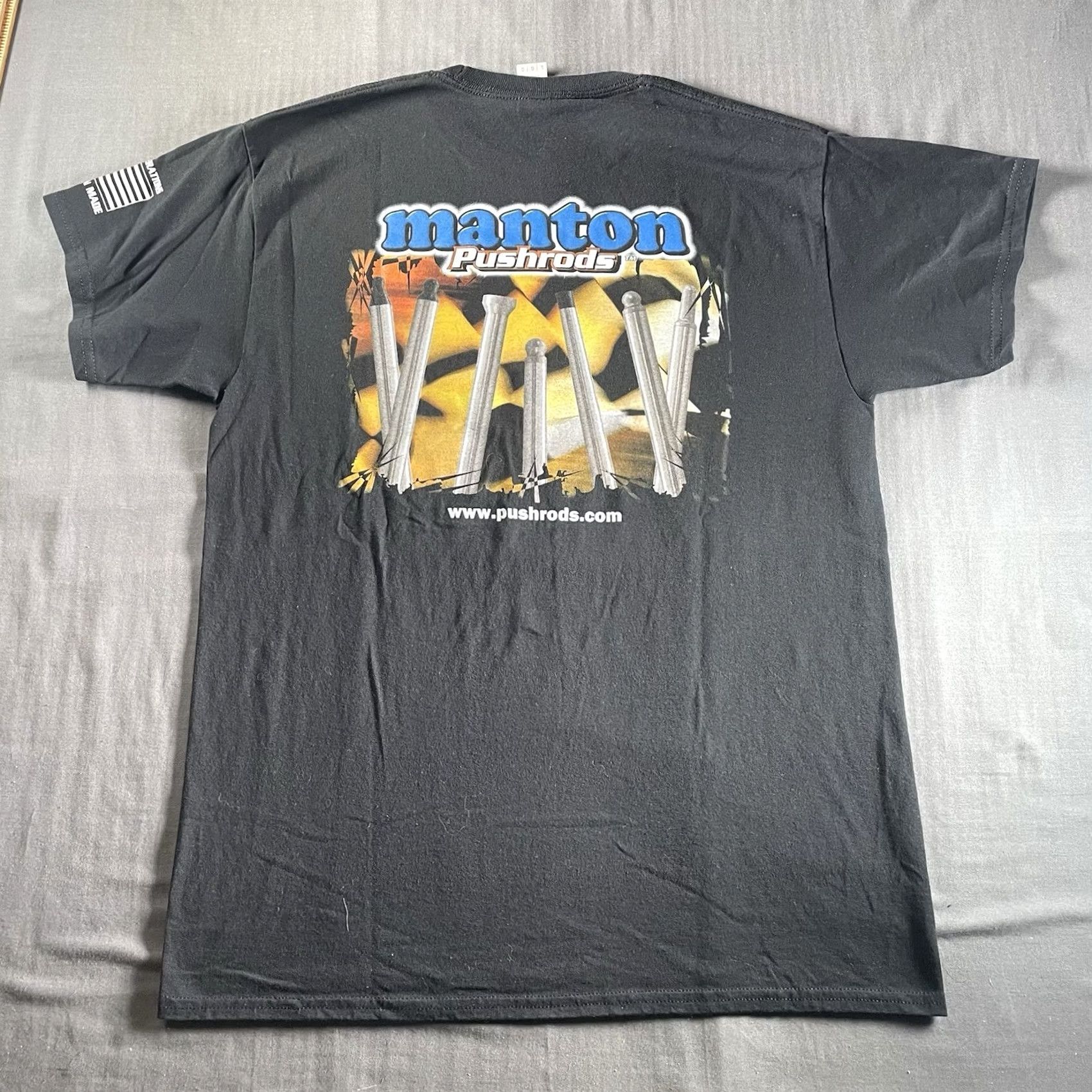 Vintage Manton Pushrods Shirt Men’s Large USA Tee Kustom Kulture Black T-Shirt USA Men’s L Size US L / EU 52-54 / 3 - 2 Thumbnail