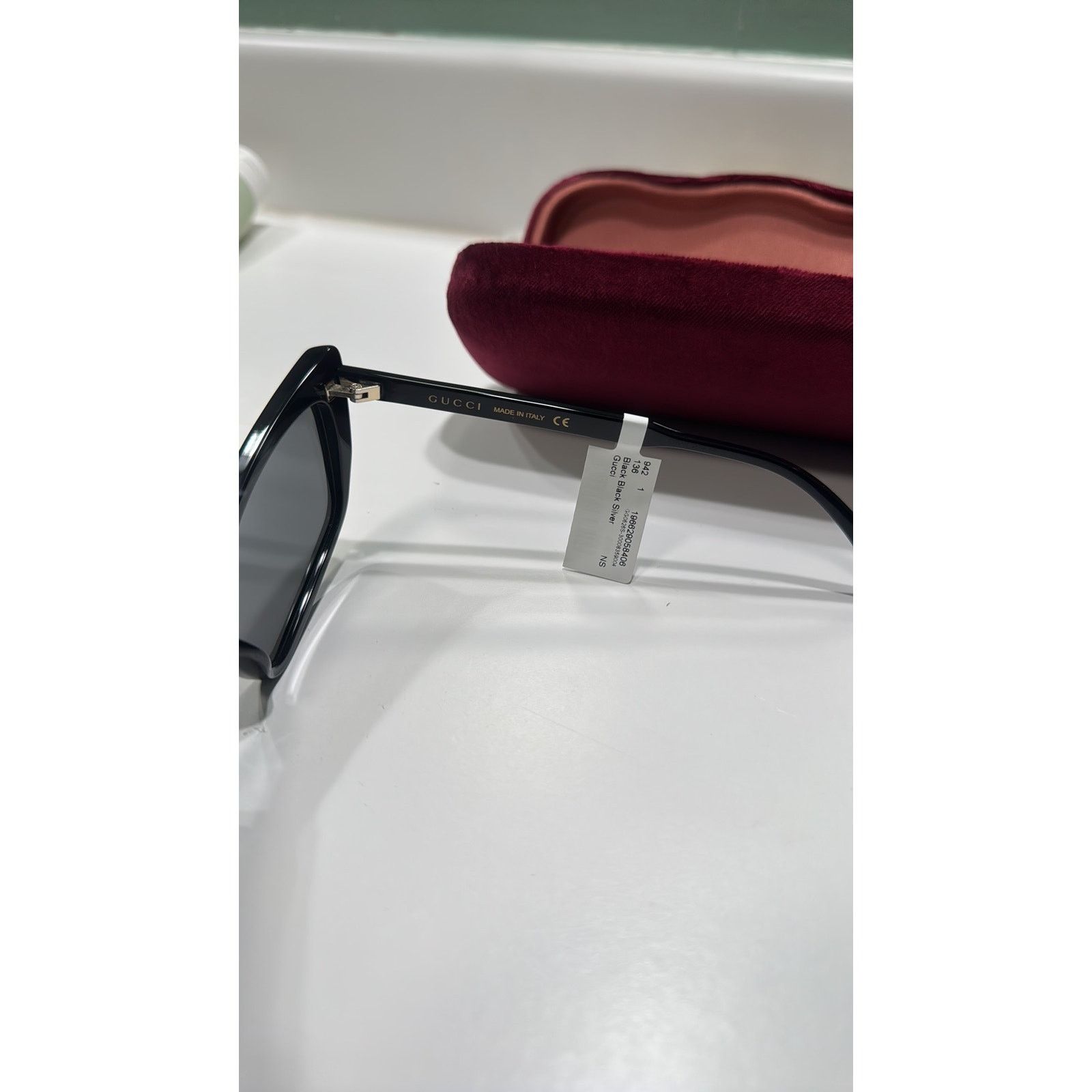 Gucci Gucci Rectangle Cat Eye Sunglasses Black Size ONE SIZE - 7 Thumbnail