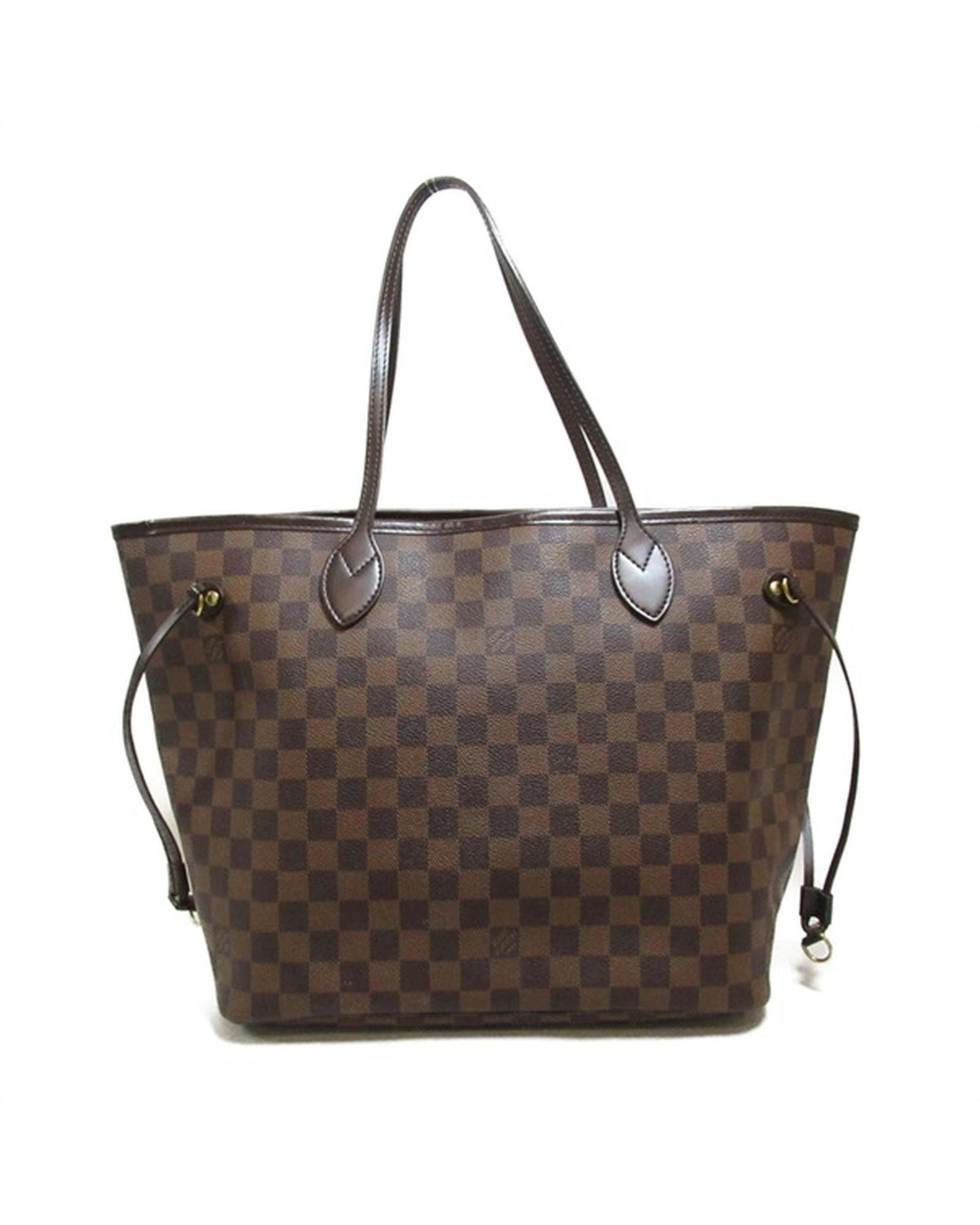 image of Authentic Louis Vuitton Neverfull Mm Damier Ebene Bag in Brown, Women's