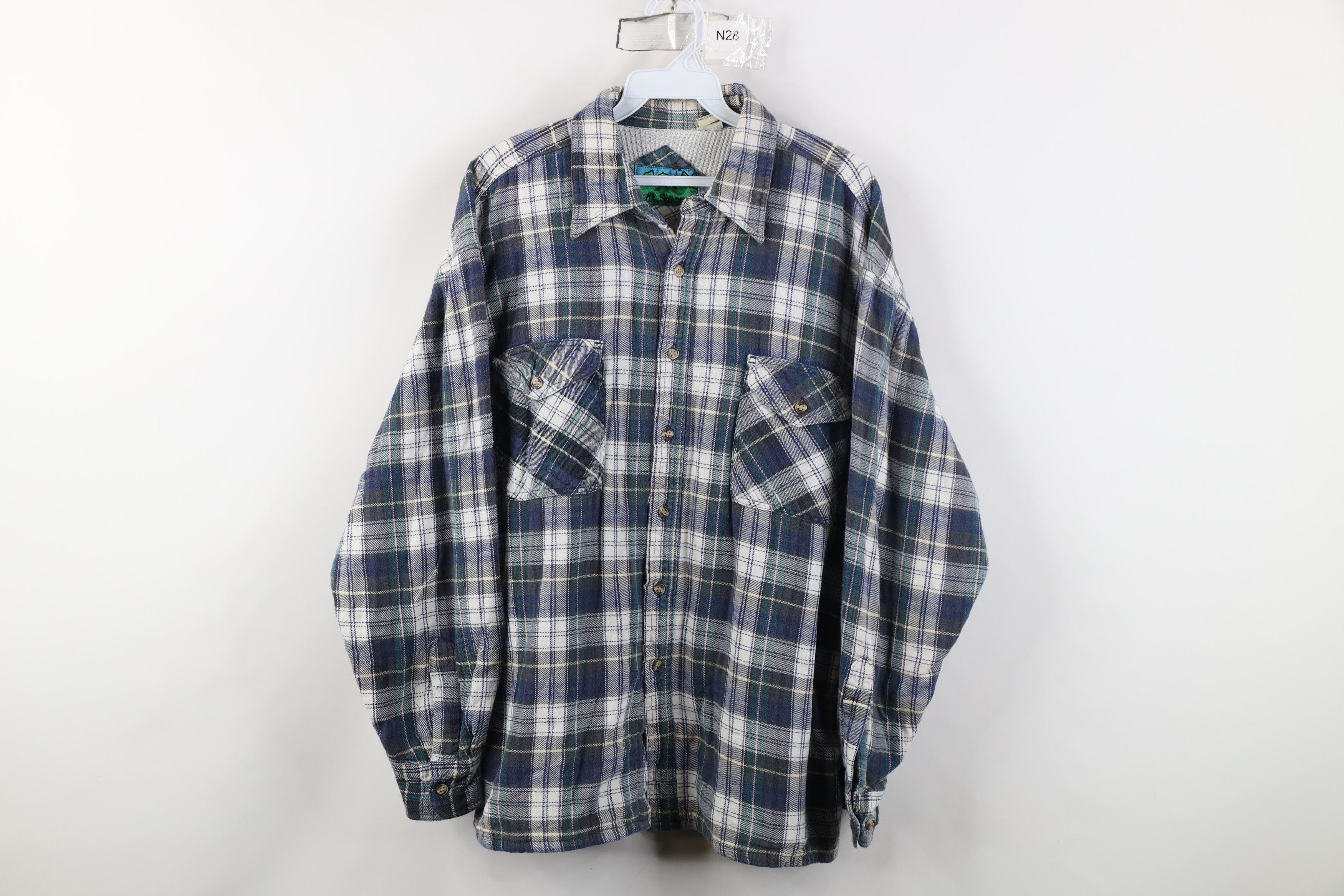 Vintage Vintage 90s Streetwear Knit Lined Flannel Shirt Jacket Size US L / EU 52-54 / 3 - 1 Thumbnail