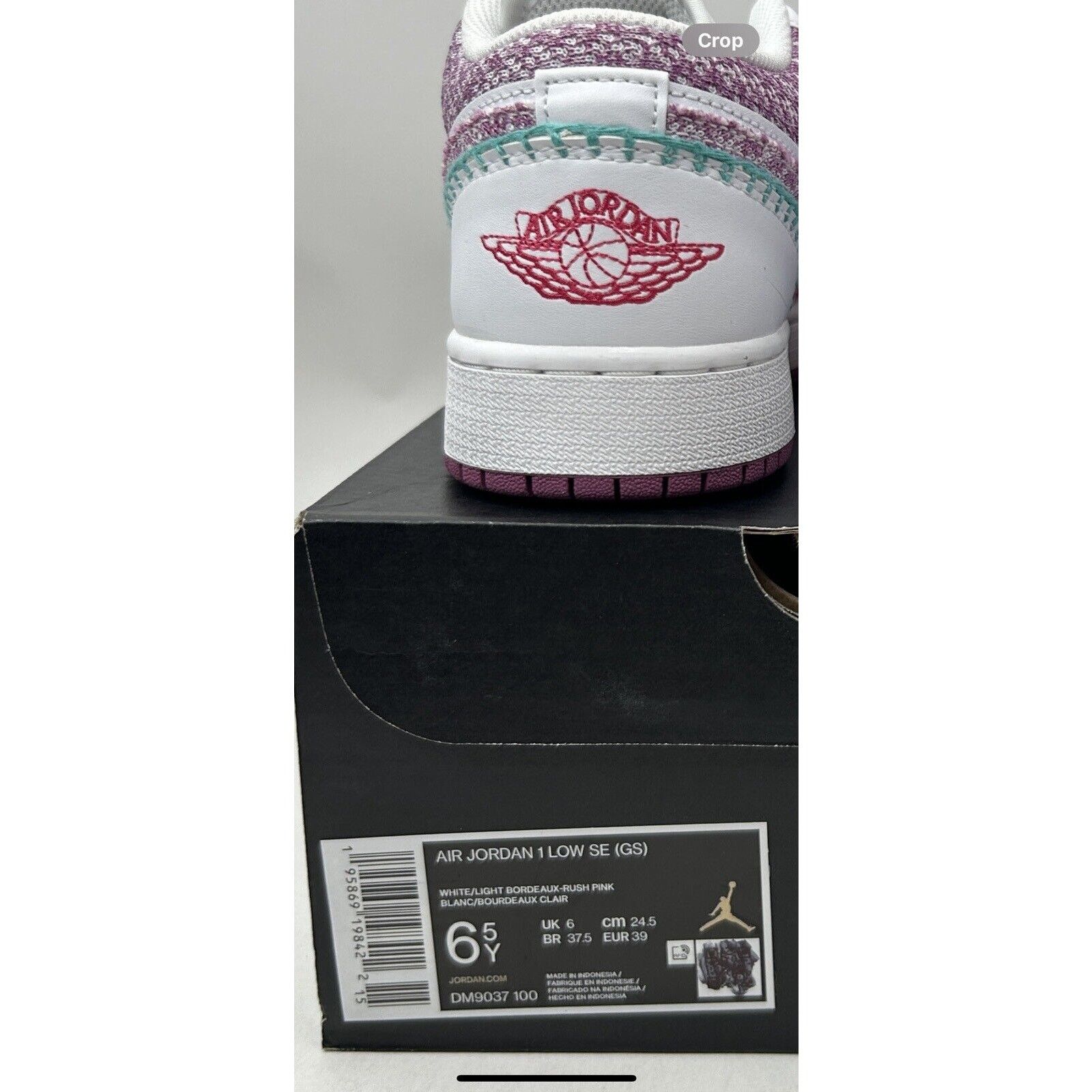 Jordan Brand Nike Air Jordan 1 Retro Low GS SE “Knit/Light Bordeaux” 2023 Size US 8 / IT 38 - 5 Thumbnail