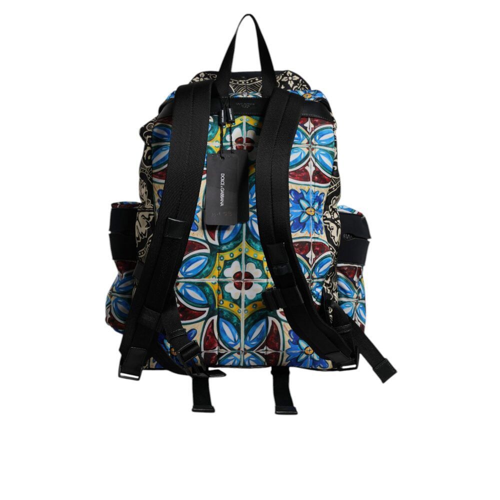Dolce & Gabbana Dolce & Gabbana Multicolor Maiolica Print Nylon Backpack Bag Size ONE SIZE - 4 Thumbnail