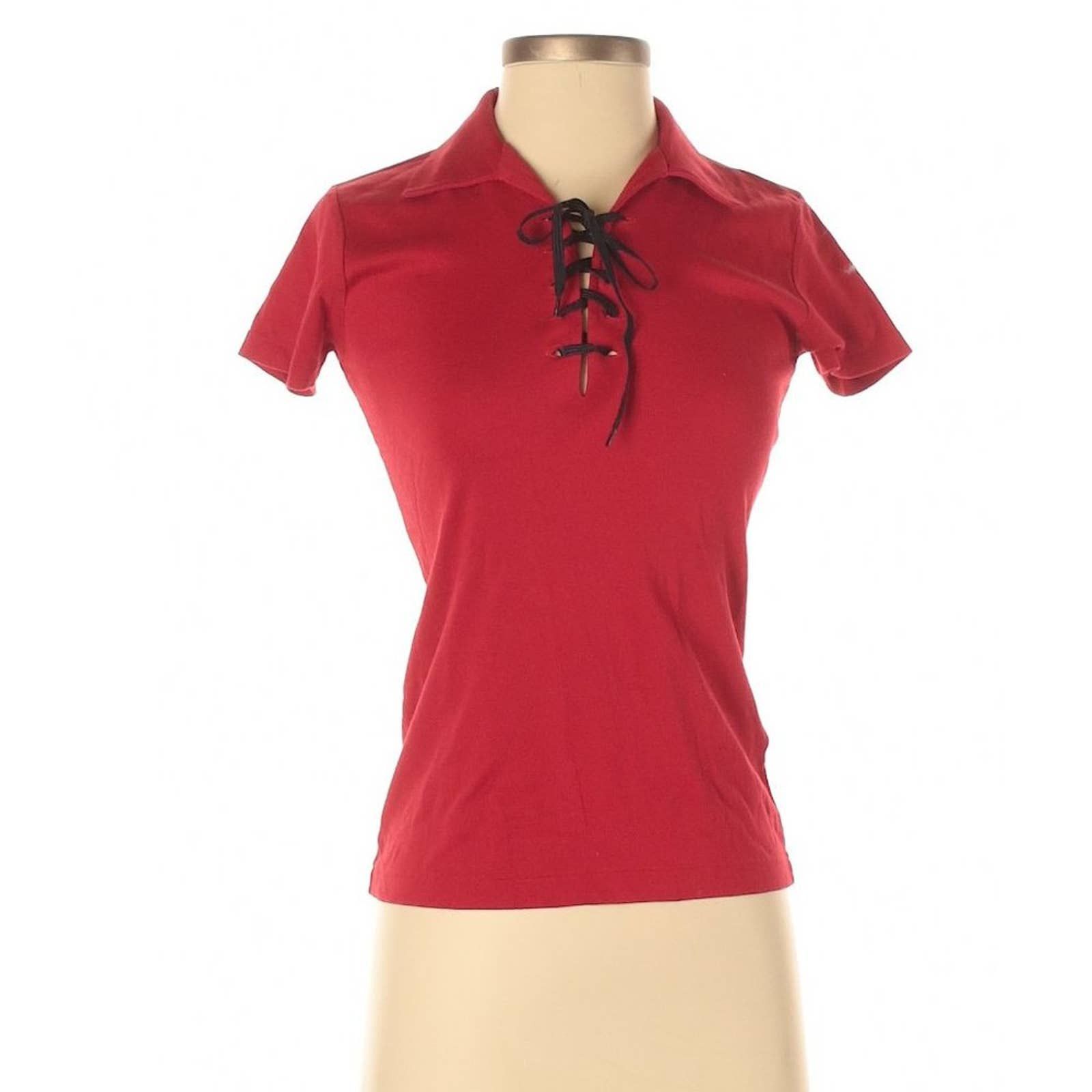 Ralph Lauren Black Label Y2K Red Short Sleeve Polo w Lace-up