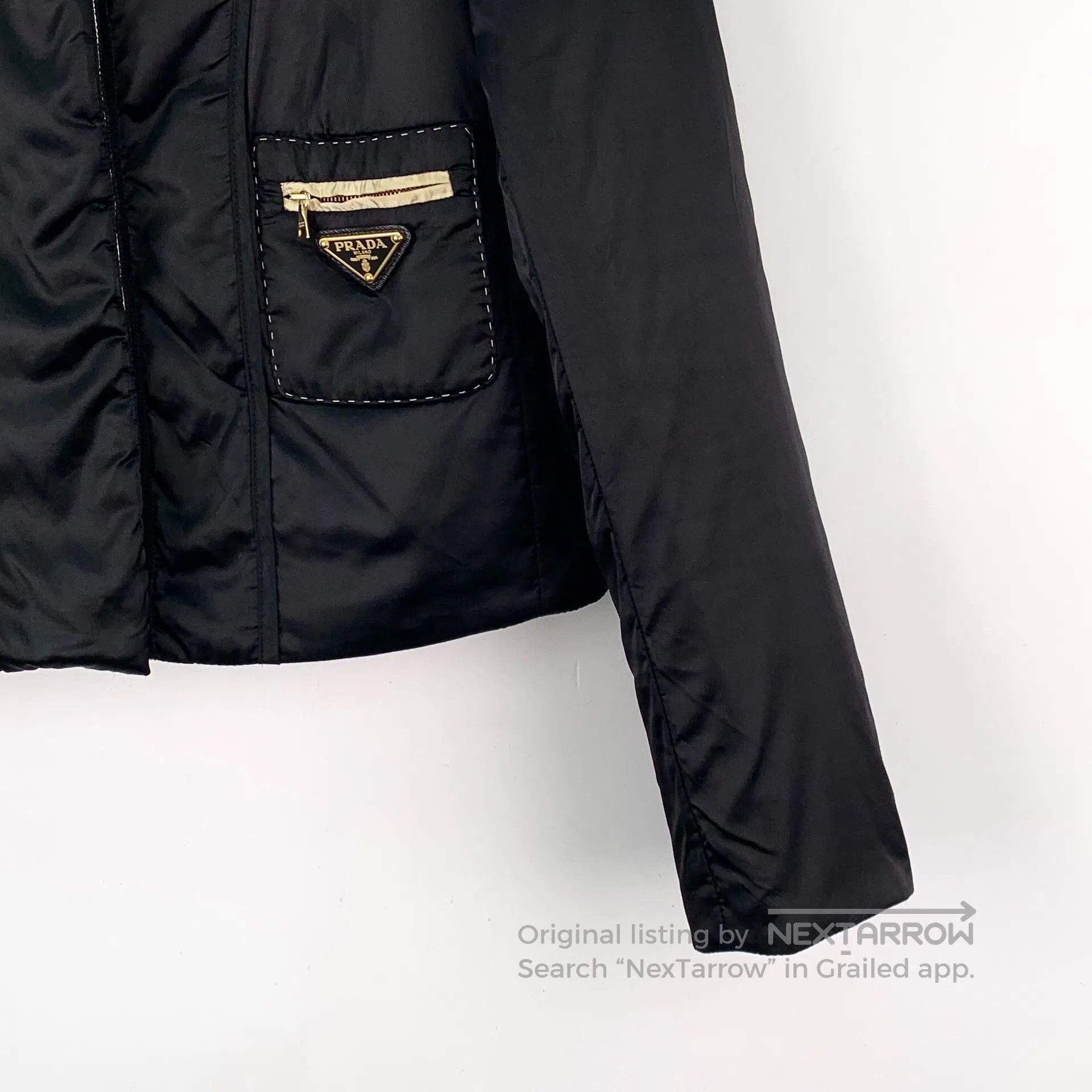 Prada Prada Black small triangular logo leather collar long-slee Size XS / US 0-2 / IT 36-38 - 4 Thumbnail