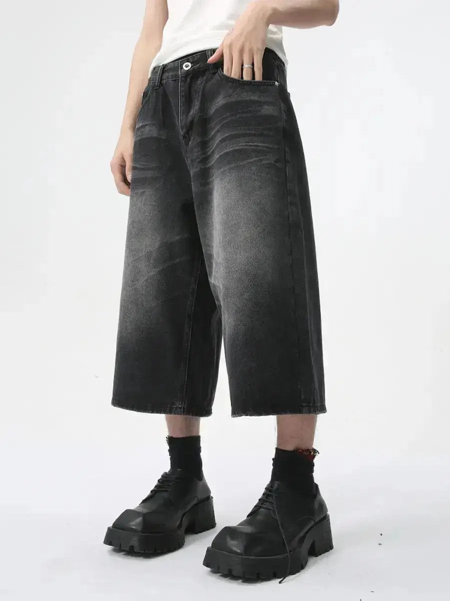 Japanese Brand Retro high street straight leg wide leg denim shorts Size US 32 / EU 48 - 1 Thumbnail