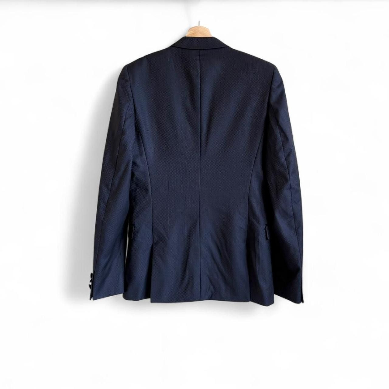 The Kooples $795 The Kooples navy textured wool fitted tuxedo jacket 40 Size 38R - 2 Thumbnail