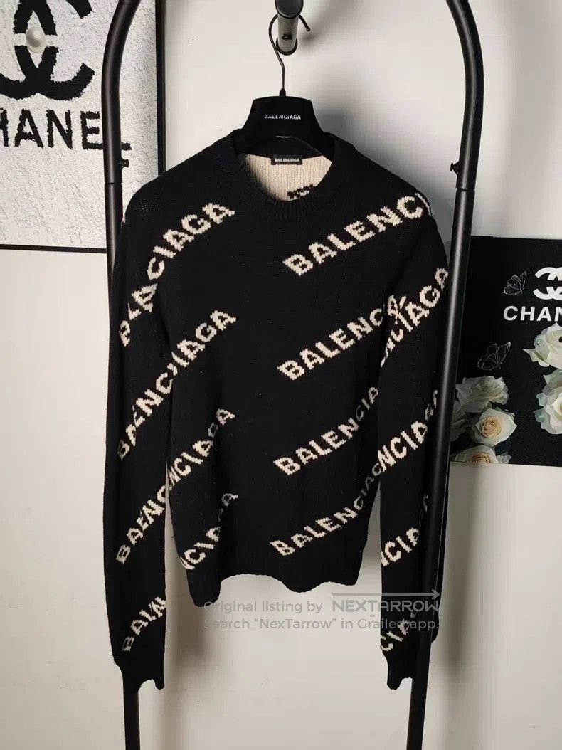 Balenciaga Balenciaga Bullet Screen Embroidered Knit Sweater Size US XS / EU 42 / 0 - 1 Thumbnail