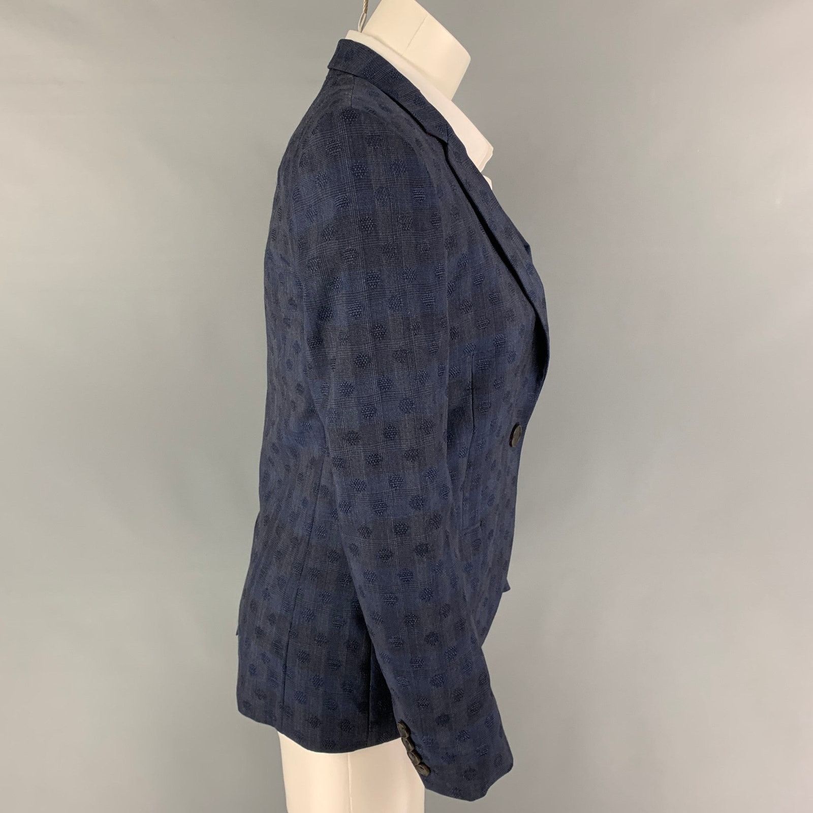 Paul Smith Size S Navy Pattern Notch Lapel Jacket Blazer Size S / US 4 / IT 40 - 2 Thumbnail