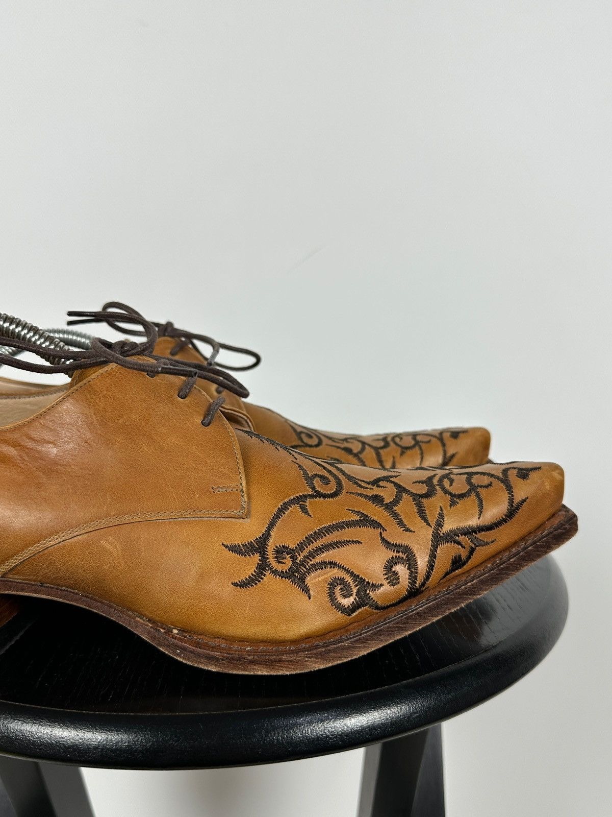 Sendra 7650 Sendra Brown Leather Embroidered Western Derby Shoes Size US 7 / EU 40 - 16 Thumbnail