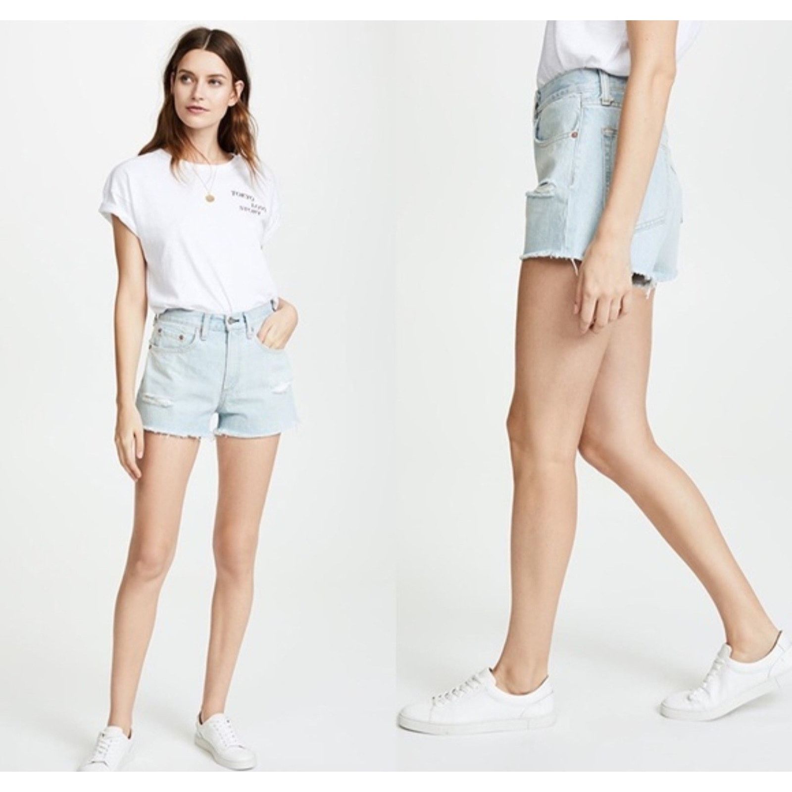 Rag & Bone Rag & Bone Womens Denim Justine Shorts Distressed Frayed Hem Size 25" / US 0 / IT 36 - 2 Thumbnail