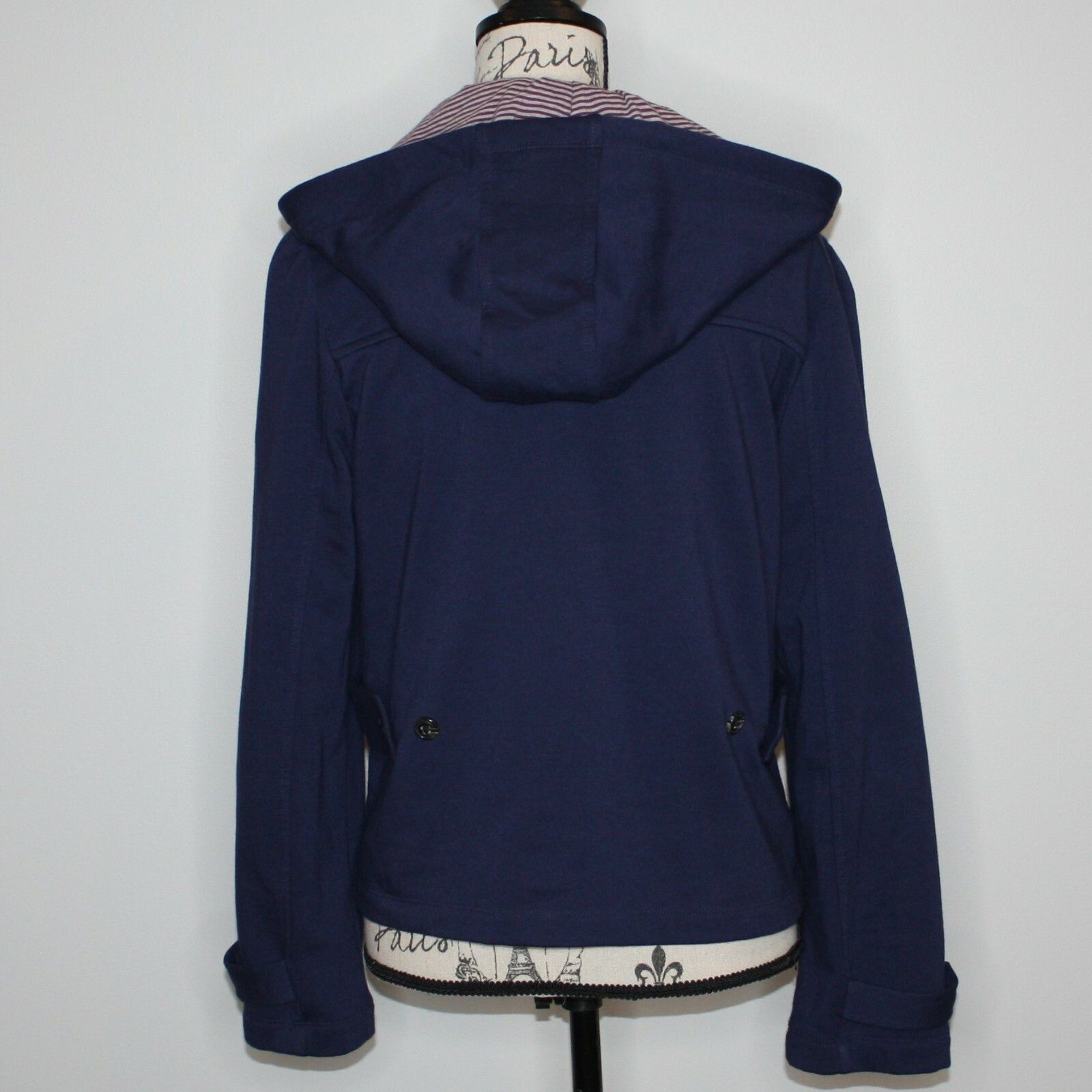 Other Shade Navy Blue Soft Hoodie Jacket with Striped Hood Size M / US 6-8 / IT 42-44 - 9 Thumbnail