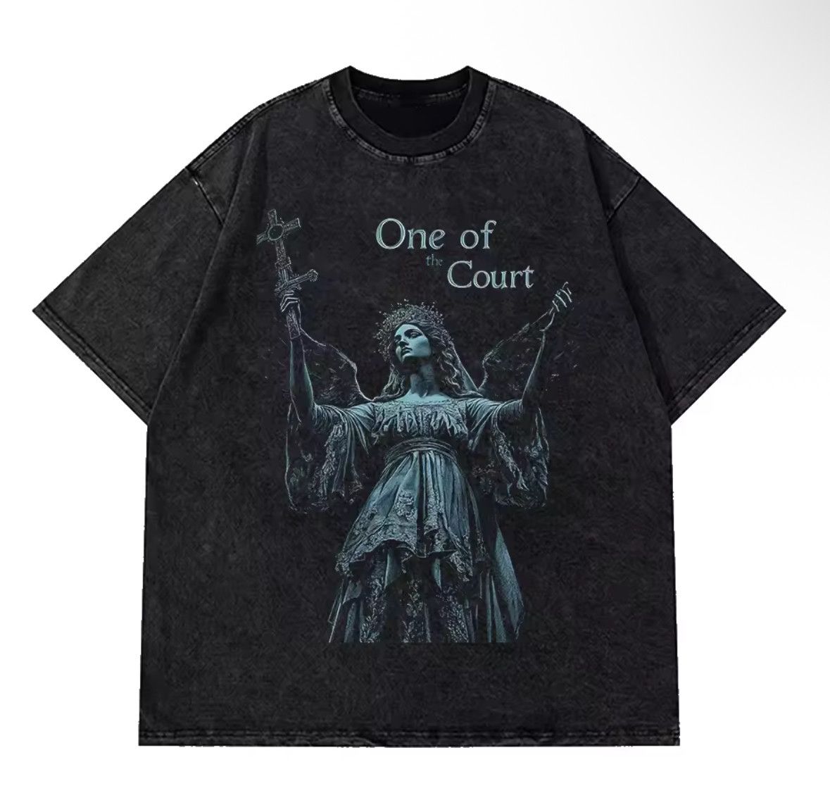 Other Vintage Goth Cross Freedom Print Washed Short Sleeve T-Shirt Size US XL / EU 56 / 4 - 1 Thumbnail
