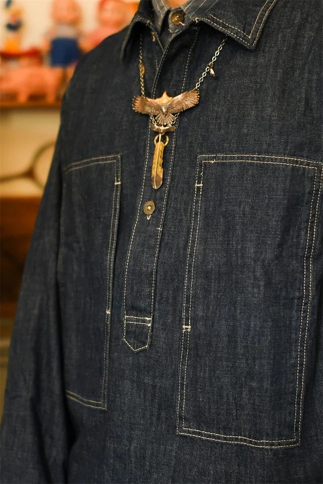 Japanese Brand × Vintage Loose Pullover Shirt Jacket Denim Size US M / EU 48-50 / 2 - 5 Thumbnail