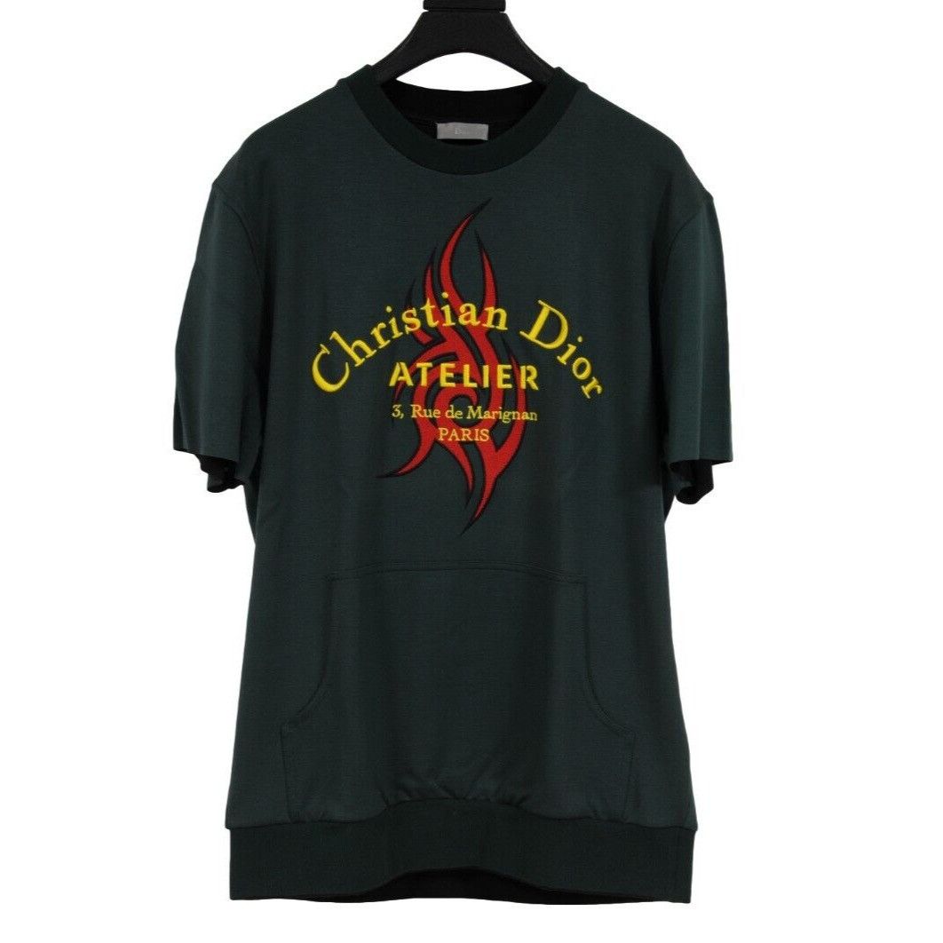 Dior Logo Tribal Short Sleeve Sweatshirt Green Size US M / EU 48-50 / 2 - 1 Thumbnail