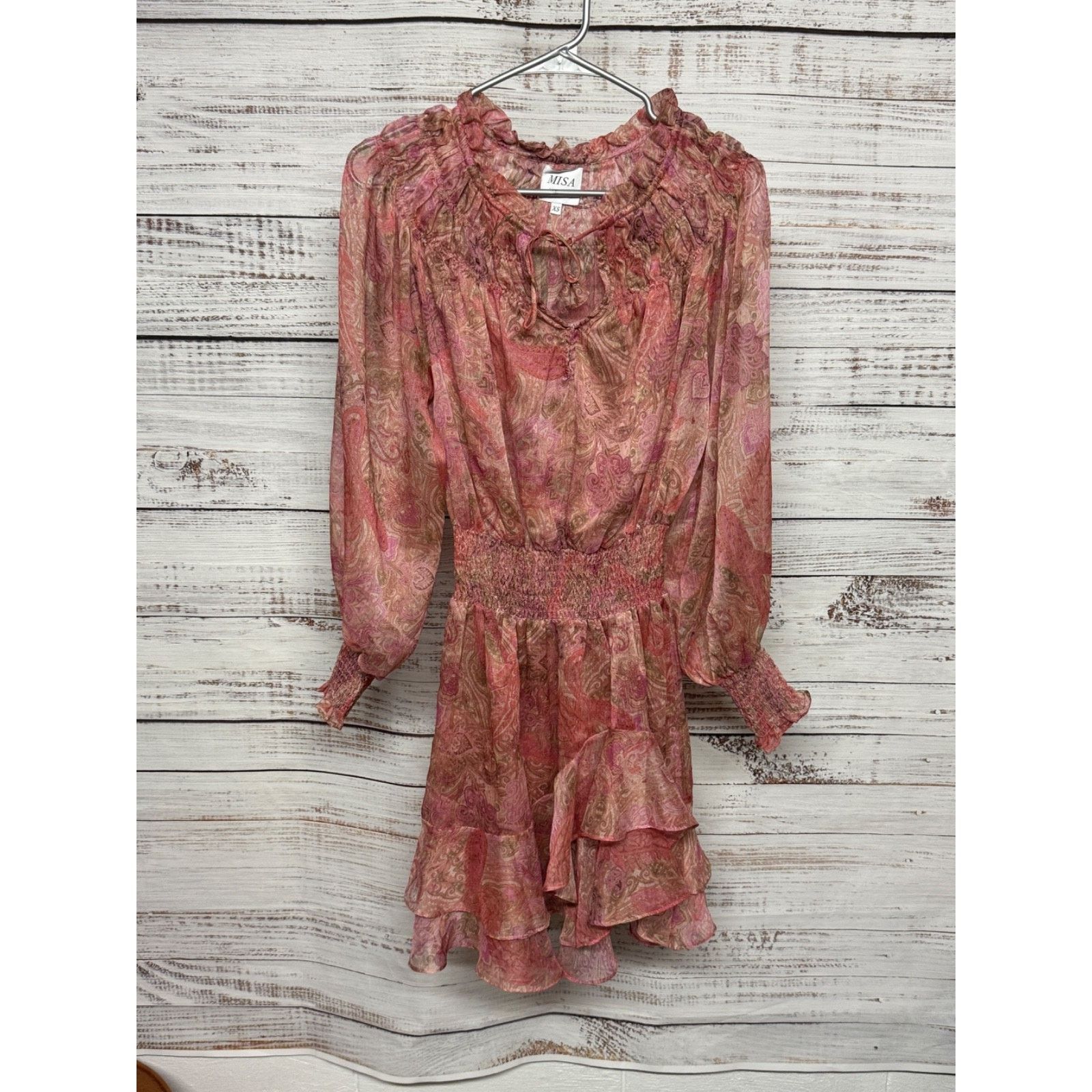 MISA Los Angeles MISA Solange Chiffon Mini Dress Romantic Rose Python Ruffle Size XS / US 0-2 / IT 36-38 - 2 Thumbnail