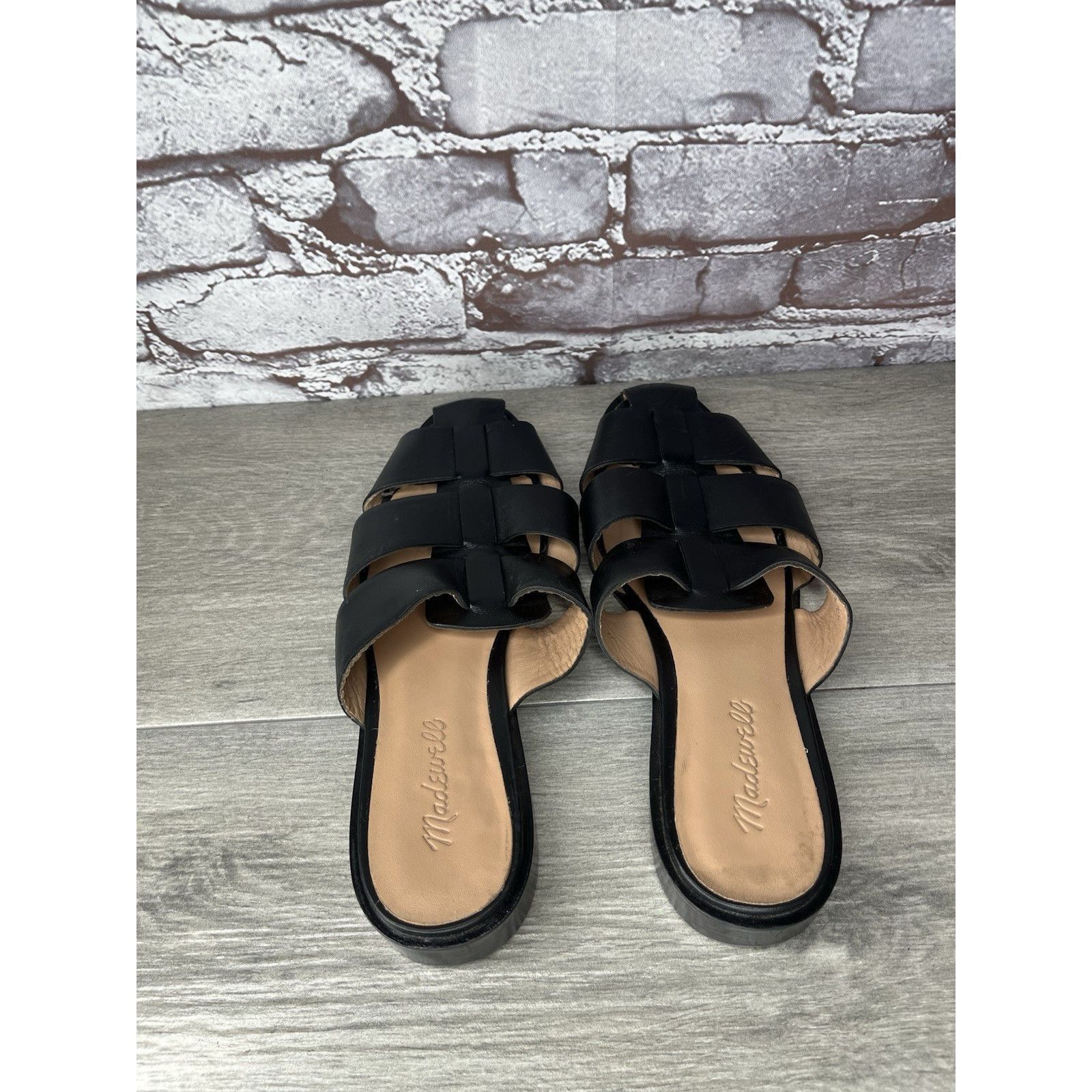 Madewell Madewell The Dixson Fisherman Black Leather Slide Mules Heel Size US 8.5 / IT 38.5 - 5 Thumbnail