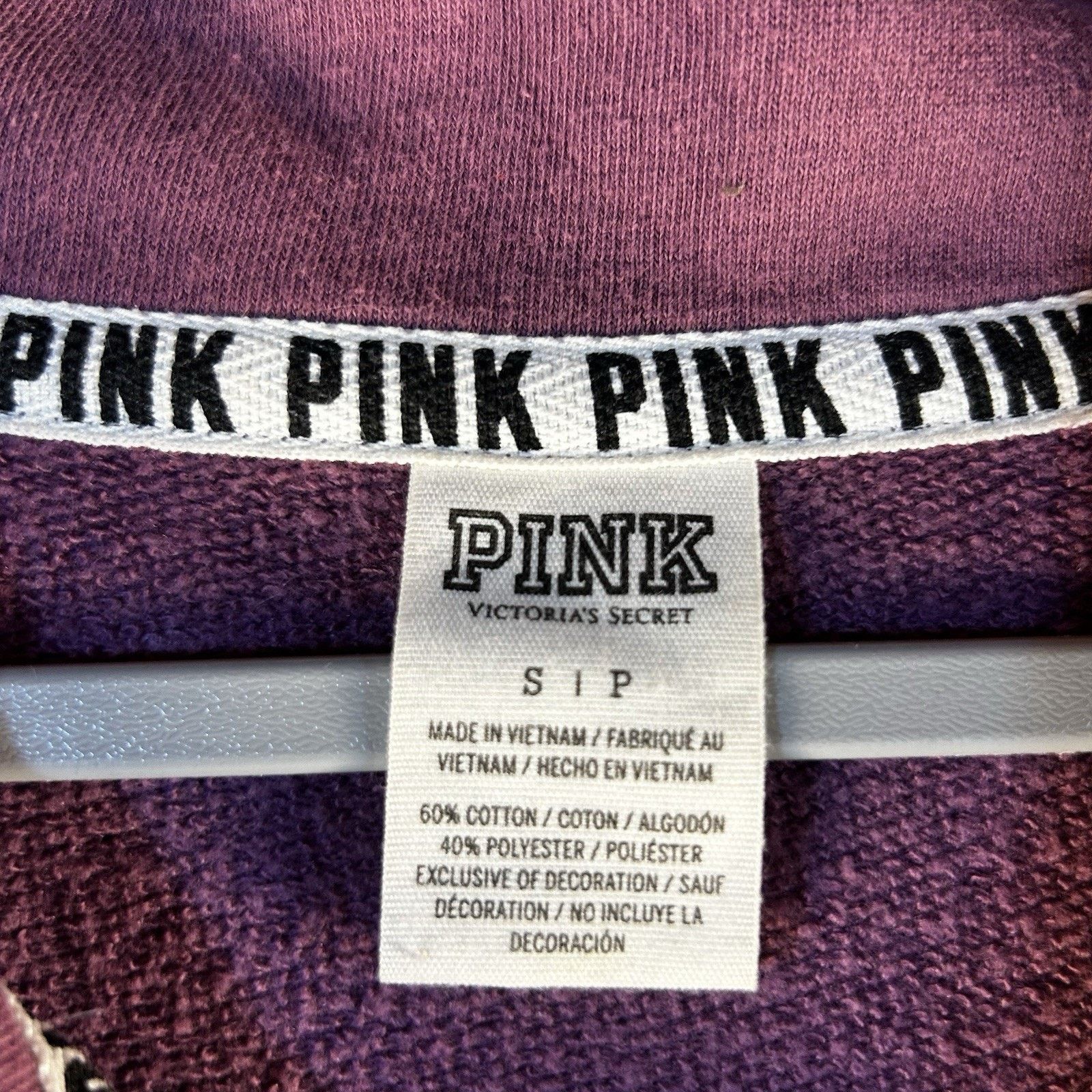Pink VICTORIA'S SECRET PINK PLUM 1/4 ZIP PULLOVER SWEATSHIRT SZ S Size S / US 4 / IT 40 - 3 Thumbnail