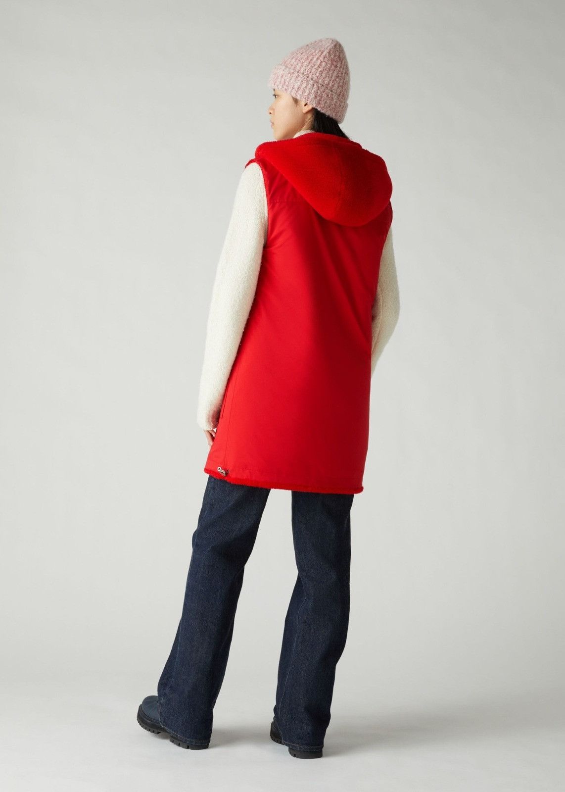 Loro Piana o1srvl11e0924 Reversibile Vest Cashfur Stretch Vest in Red Size M / US 6-8 / IT 42-44 - 4 Thumbnail