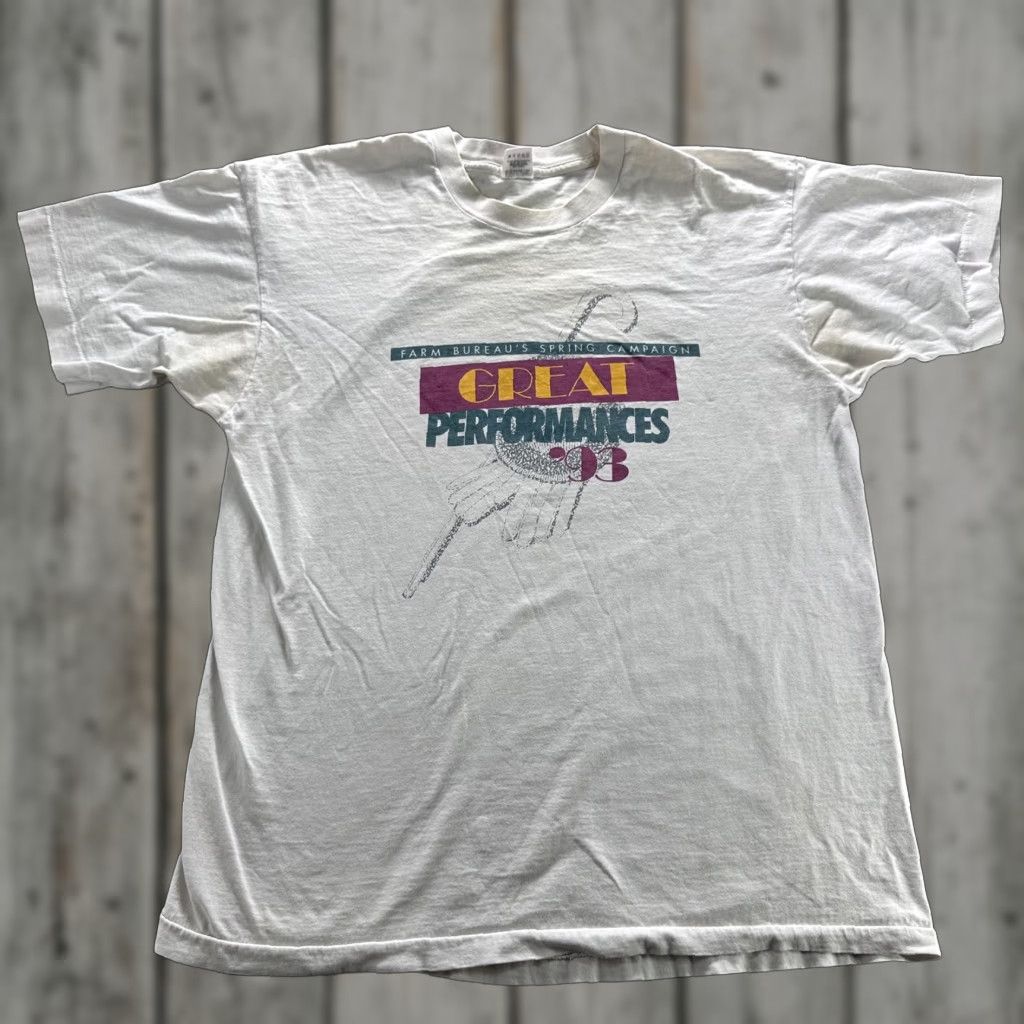 Fruit Of The Loom VINTAGE Fruit of the Loom Shirt Mens XL White 90s Farm Bureau Graphic Print Crew Neck Cotton Country Mens Size US XL / EU 56 / 4 - 1 Thumbnail