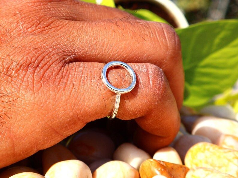 Handmade Open Circle Round Ring, 925 Silver Ring, Handmade Gift idea Size ONE SIZE - 8 Thumbnail