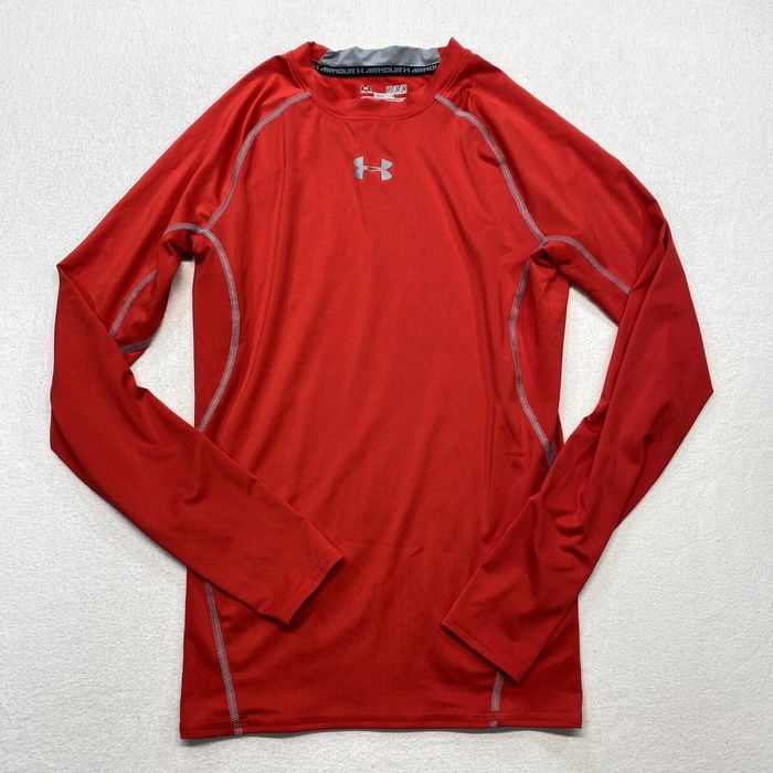 Under Armour Under Armor Heat Gear Rash Guard Long Sleeve Red Medium ...
